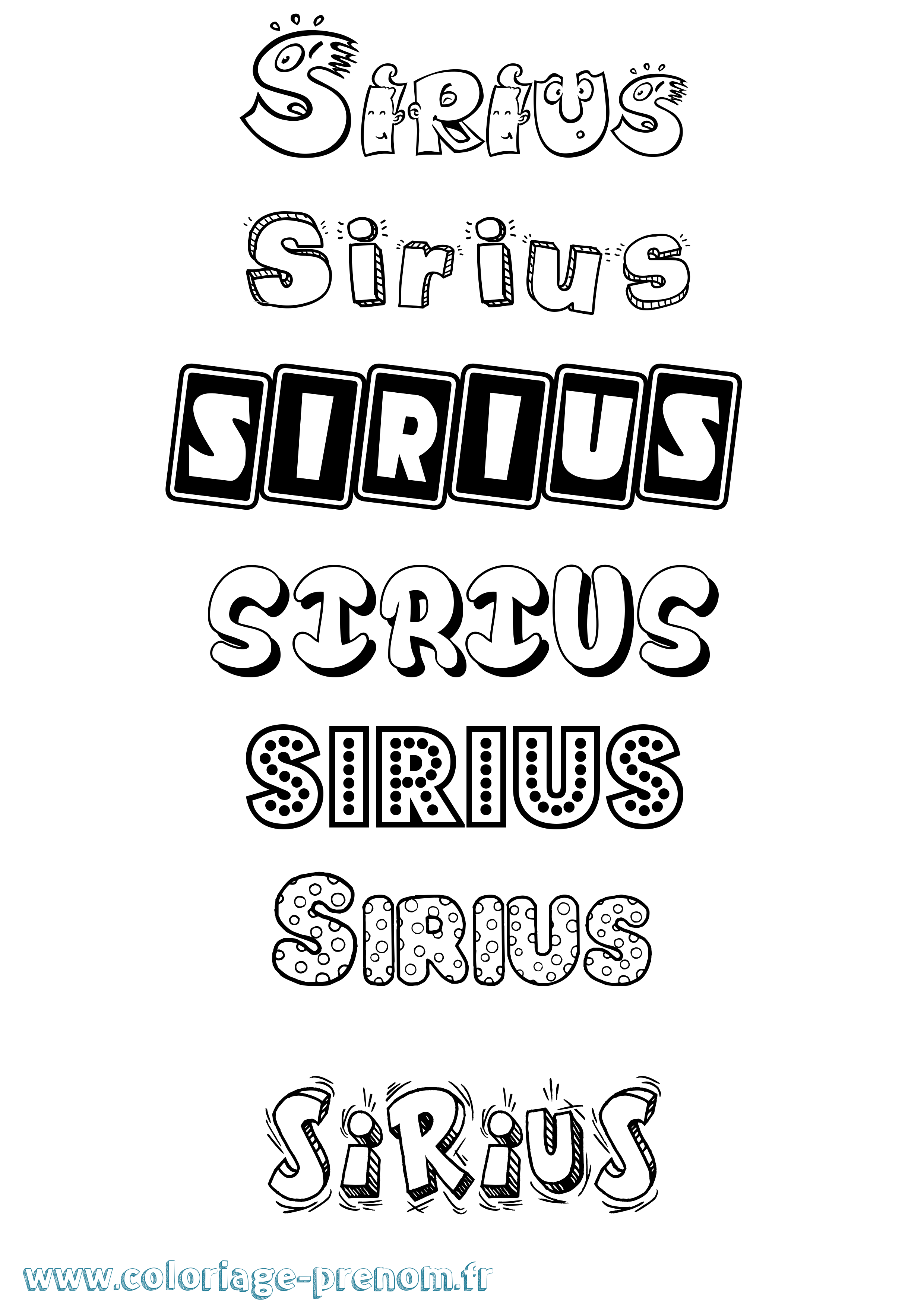 Coloriage Sirius Fun Coloriage prénom Sirius Fun