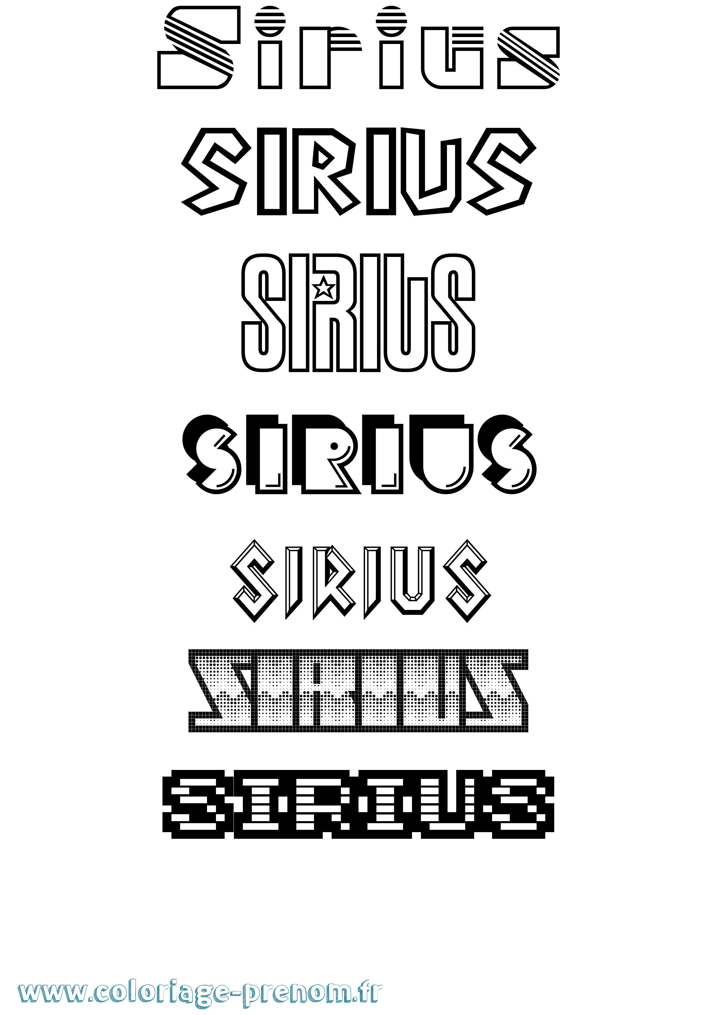 Coloriage Sirius Jeux Vidéos Coloriage prénom Sirius Jeux Vidéos