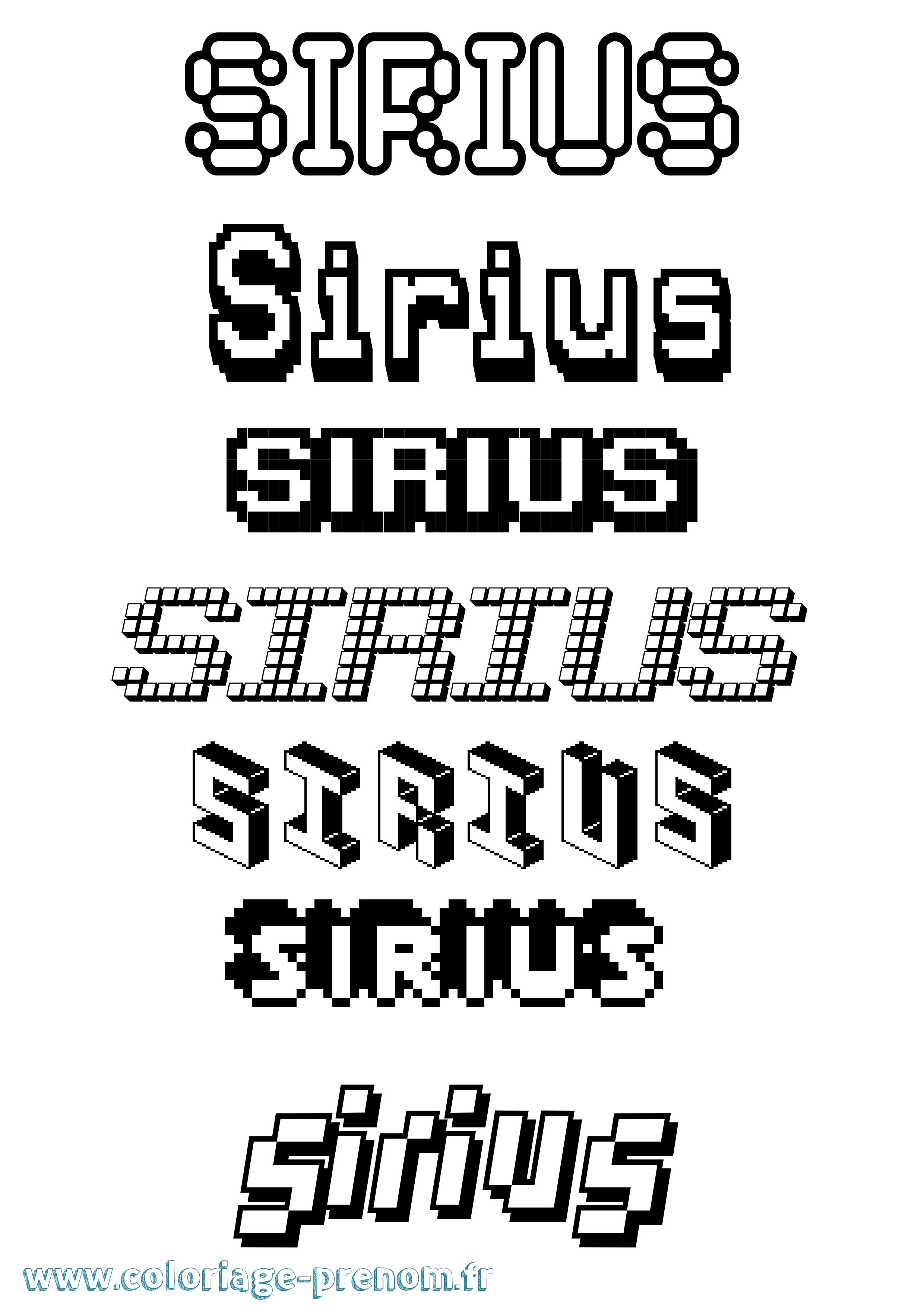 Coloriage Sirius Pixel Coloriage prénom Sirius Pixel