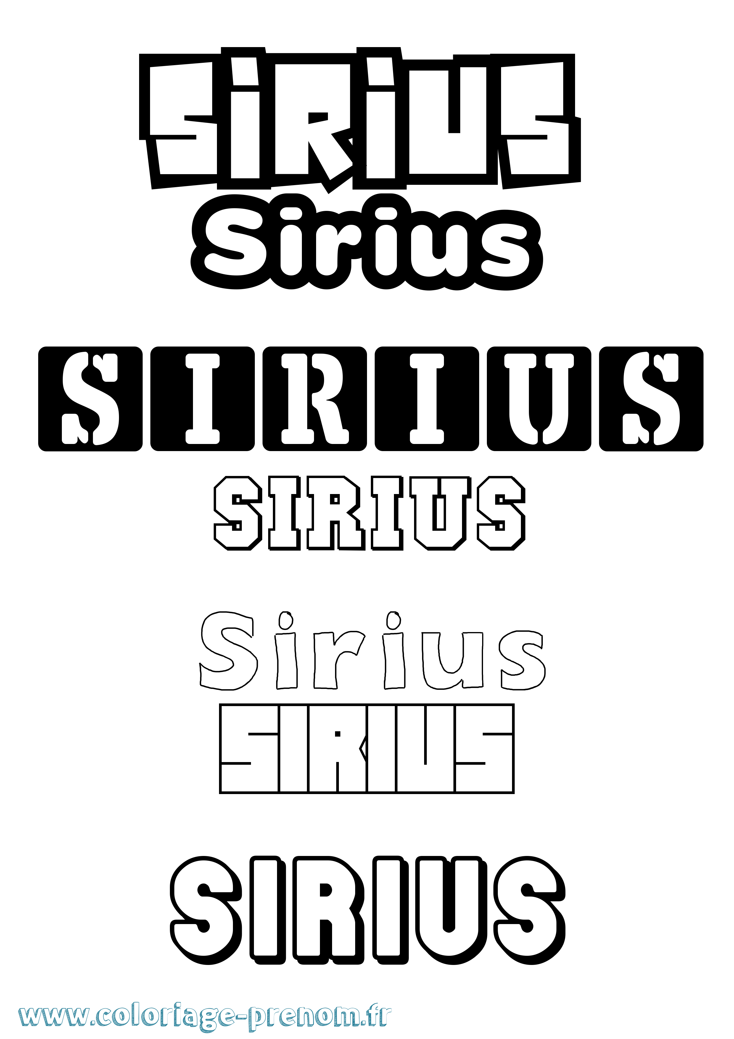 Coloriage Sirius Simple Coloriage prénom Sirius Simple