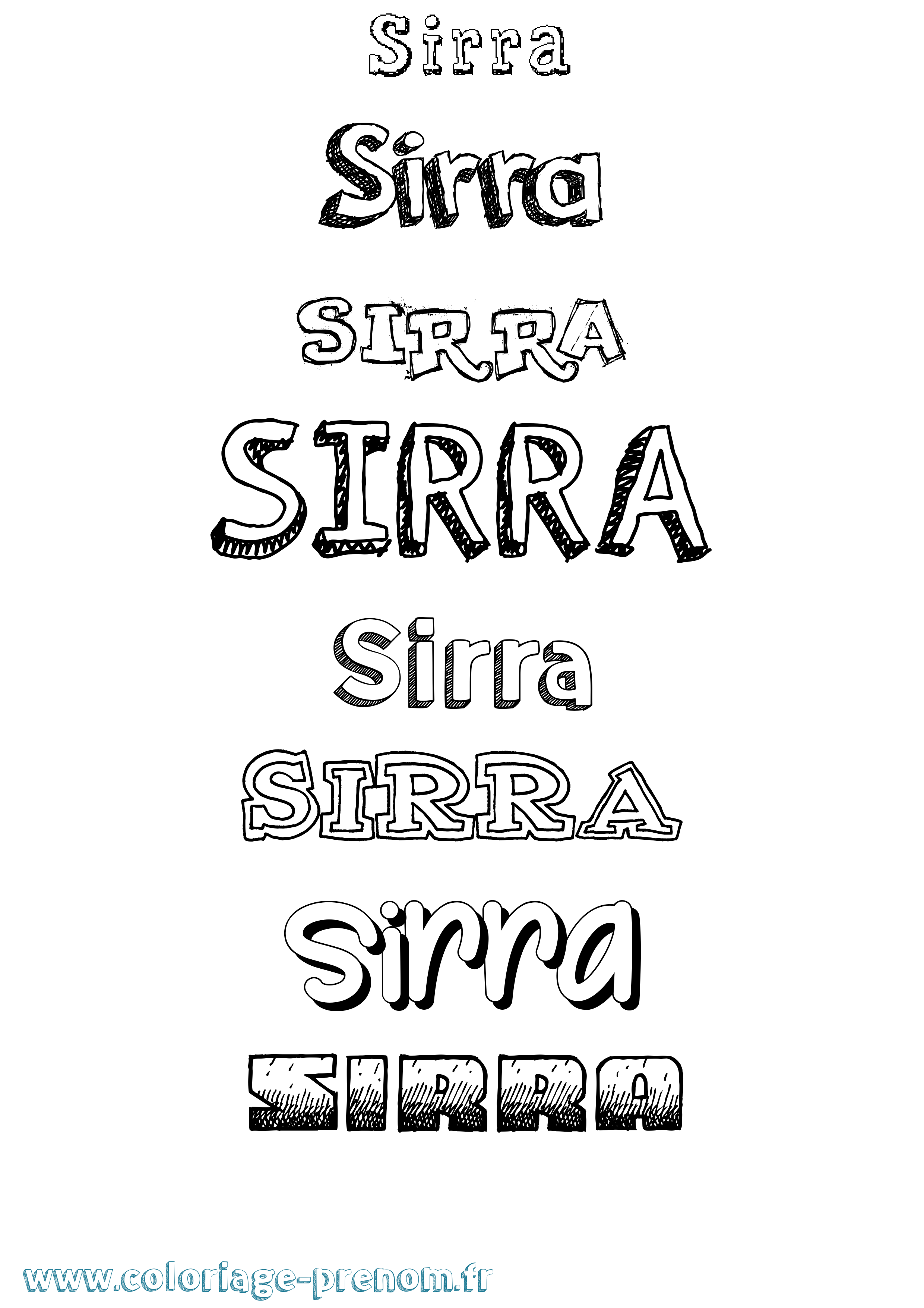 Coloriage prénom Sirra Dessiné