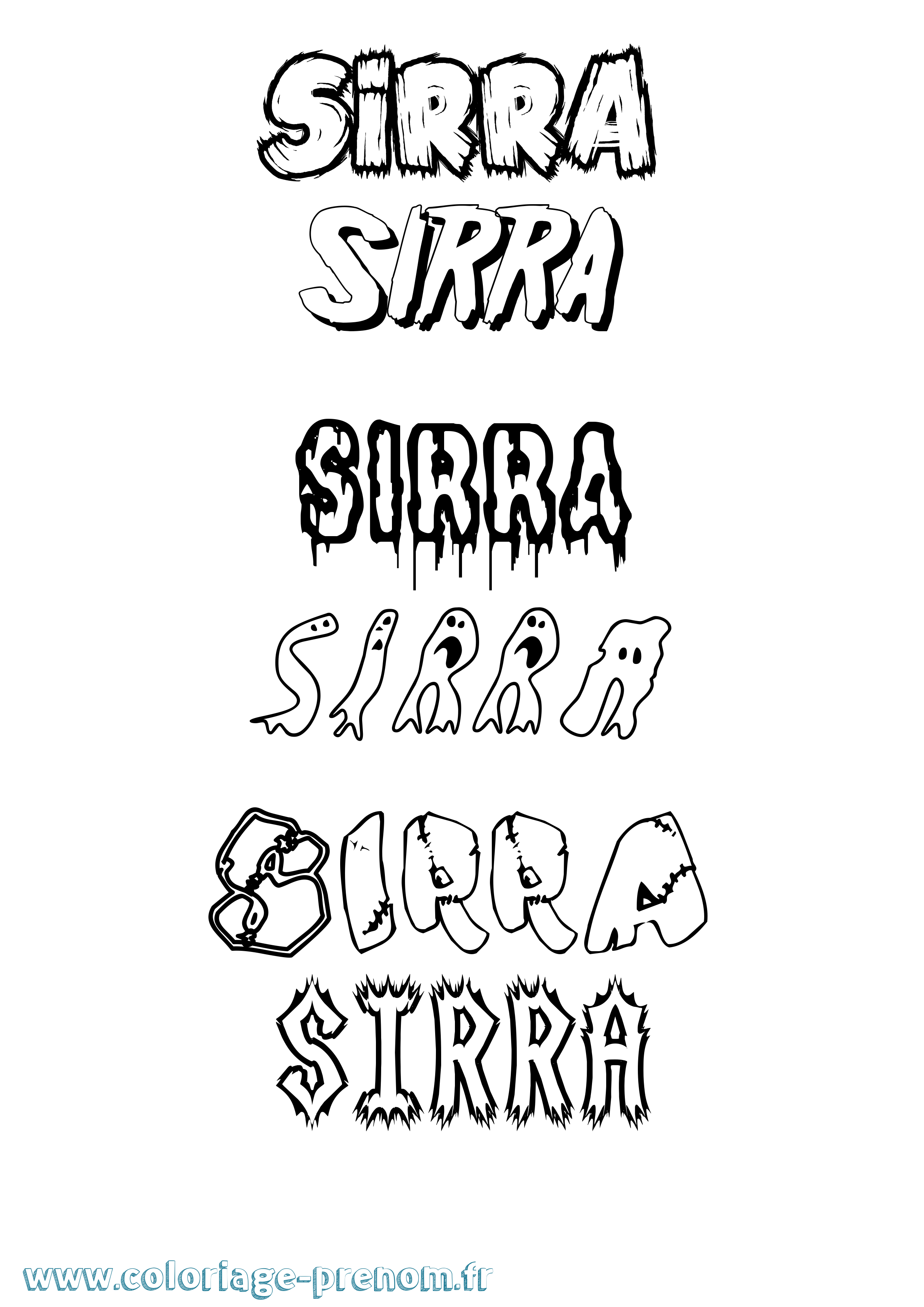 Coloriage prénom Sirra Frisson
