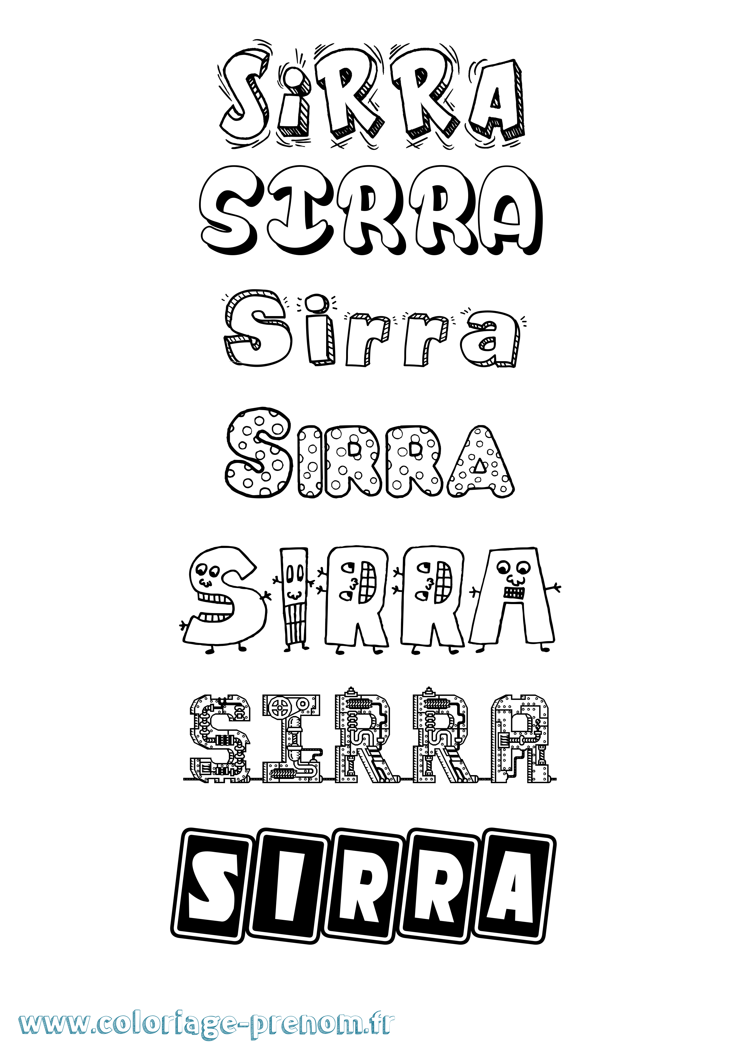 Coloriage prénom Sirra Fun