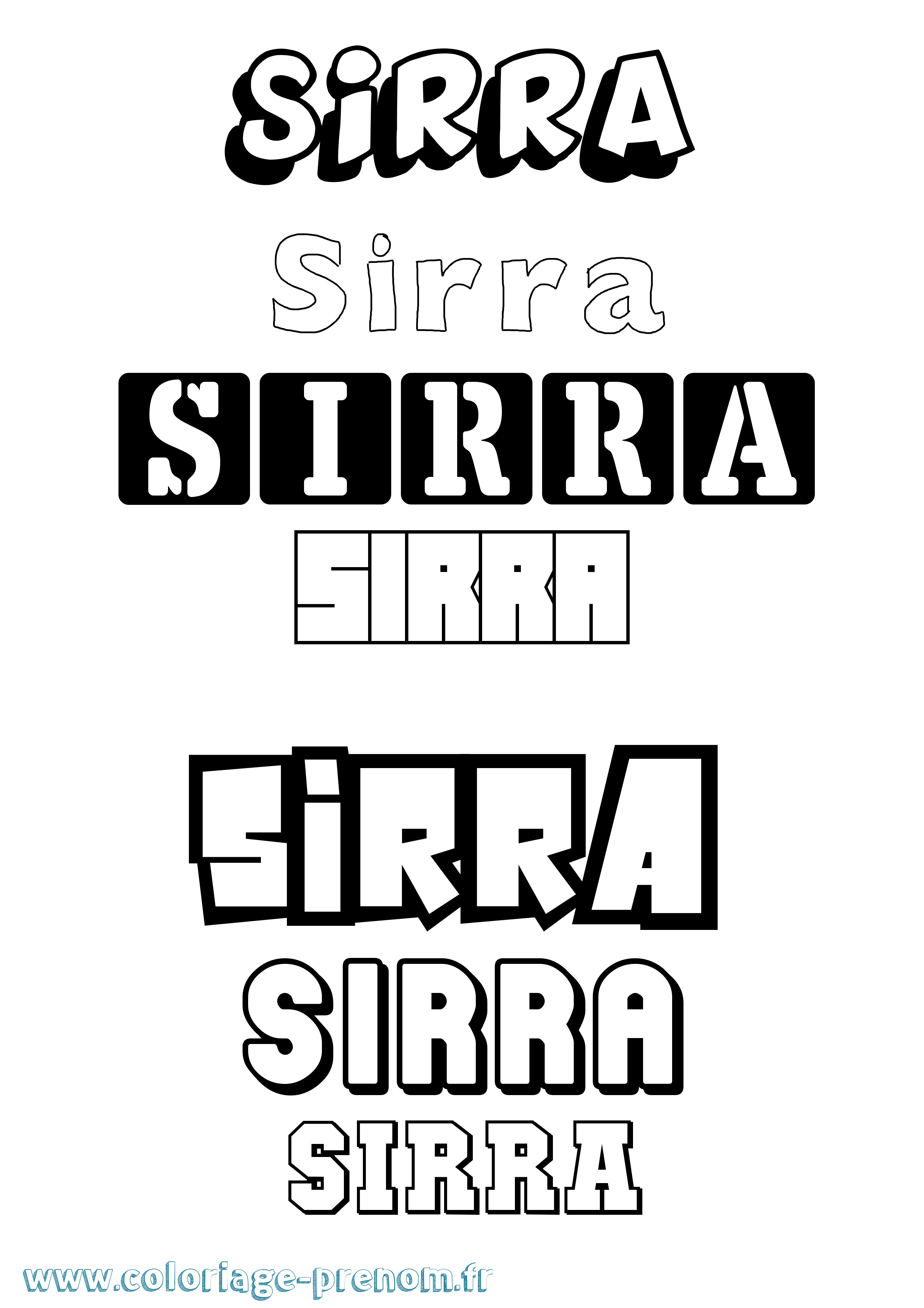 Coloriage prénom Sirra Simple