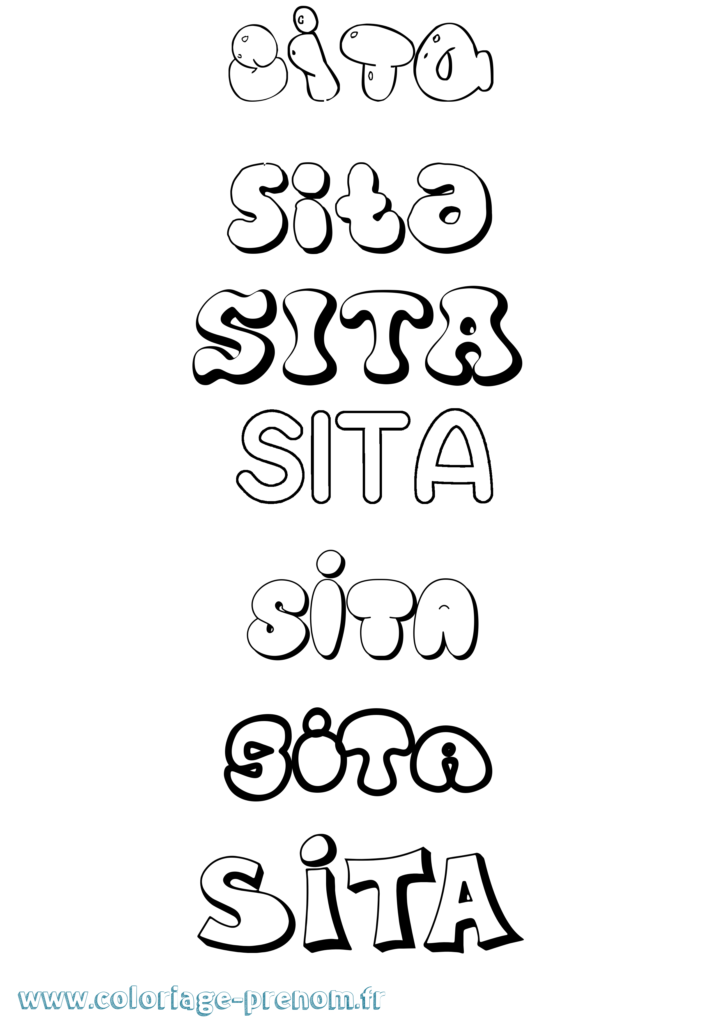 Coloriage prénom Sita Bubble