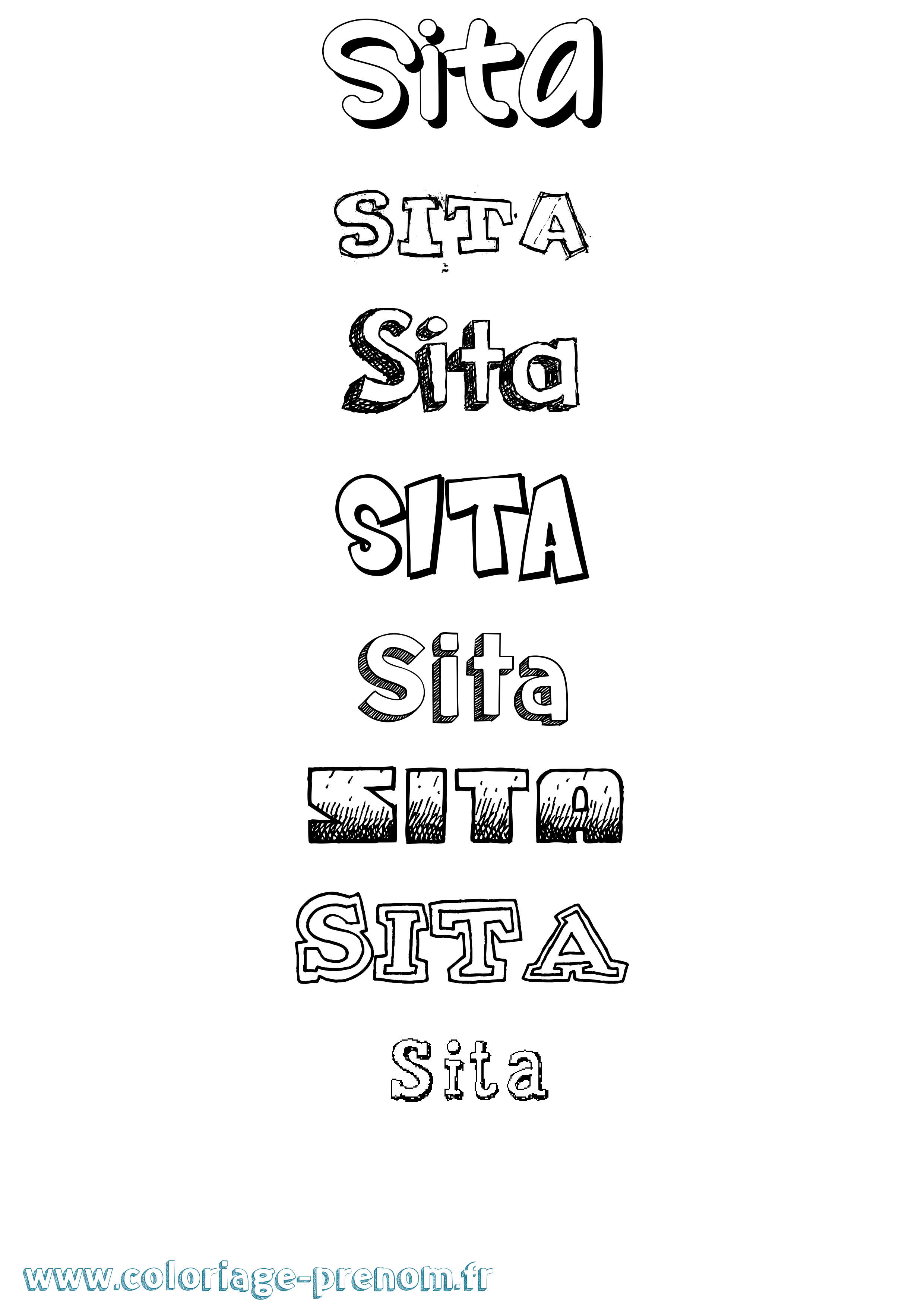 Coloriage prénom Sita Dessiné
