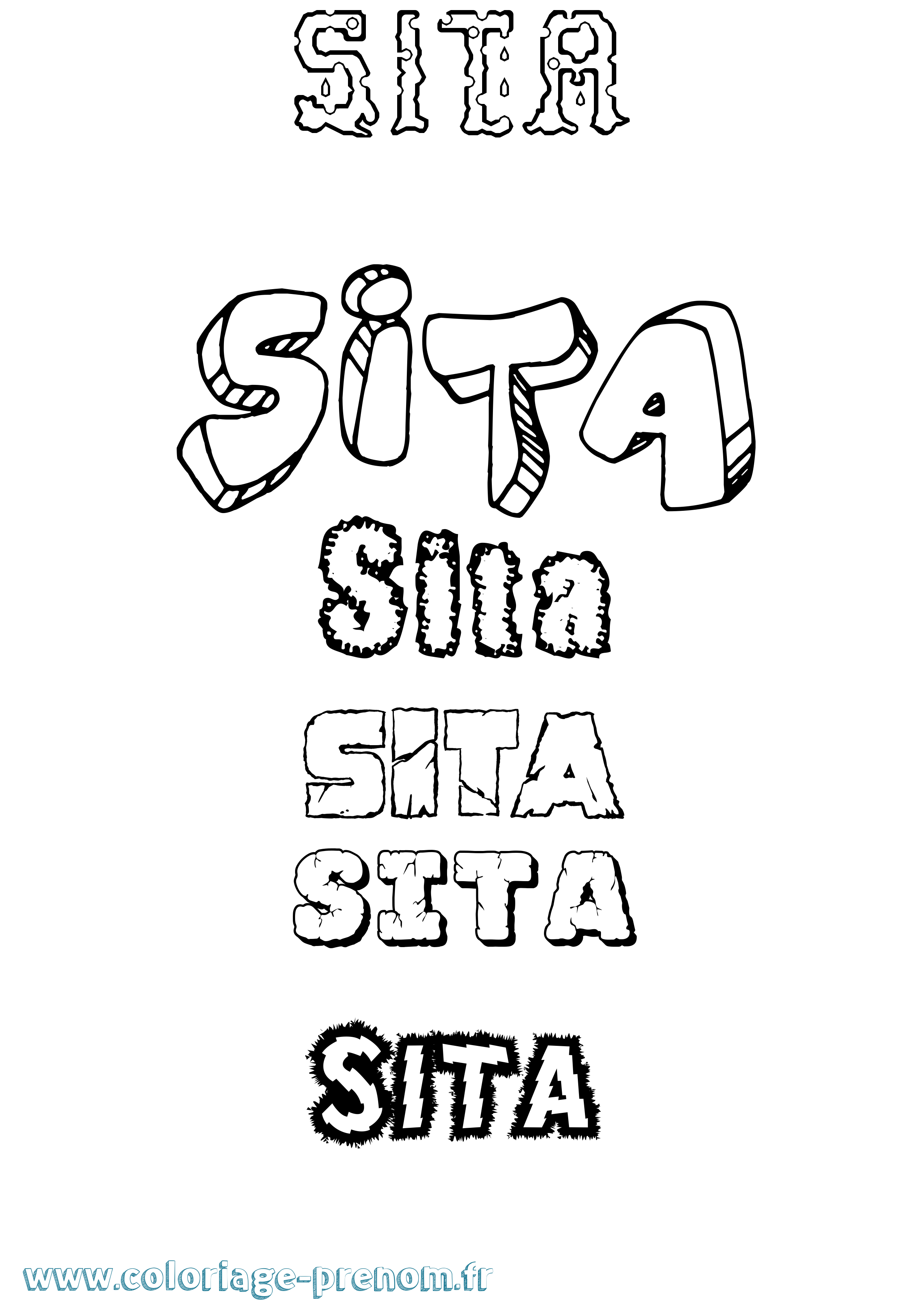 Coloriage prénom Sita Destructuré