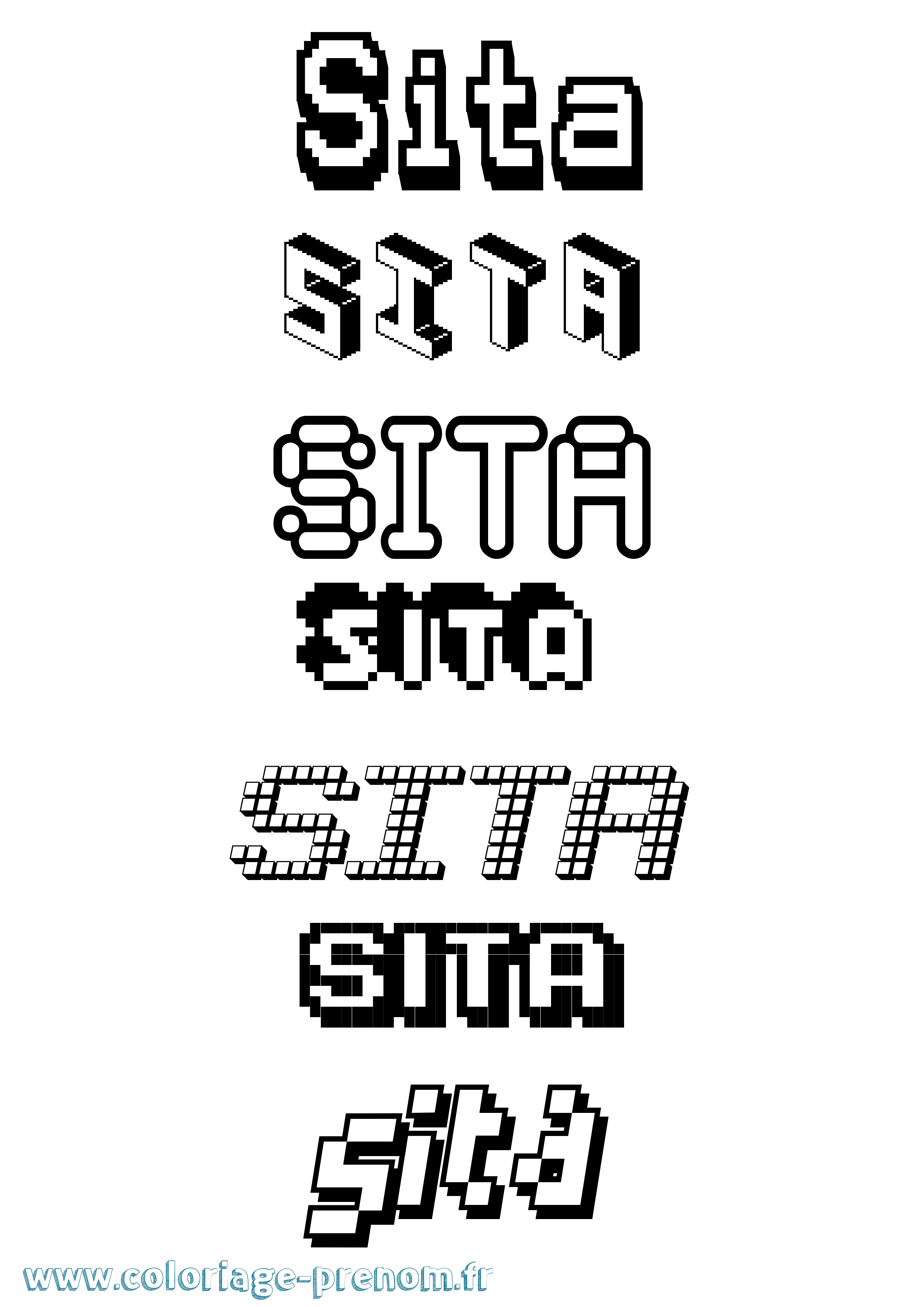 Coloriage prénom Sita Pixel