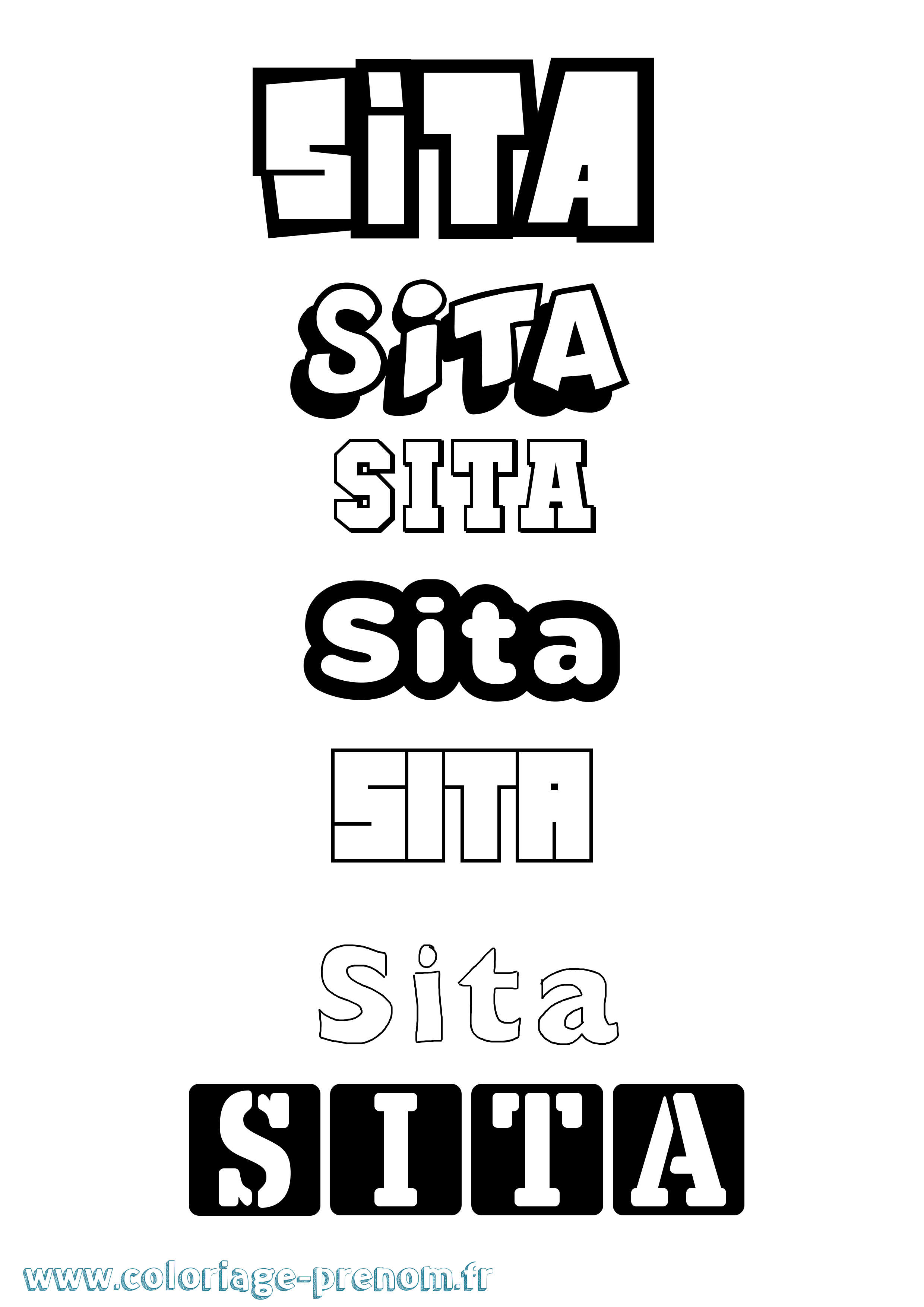 Coloriage prénom Sita Simple