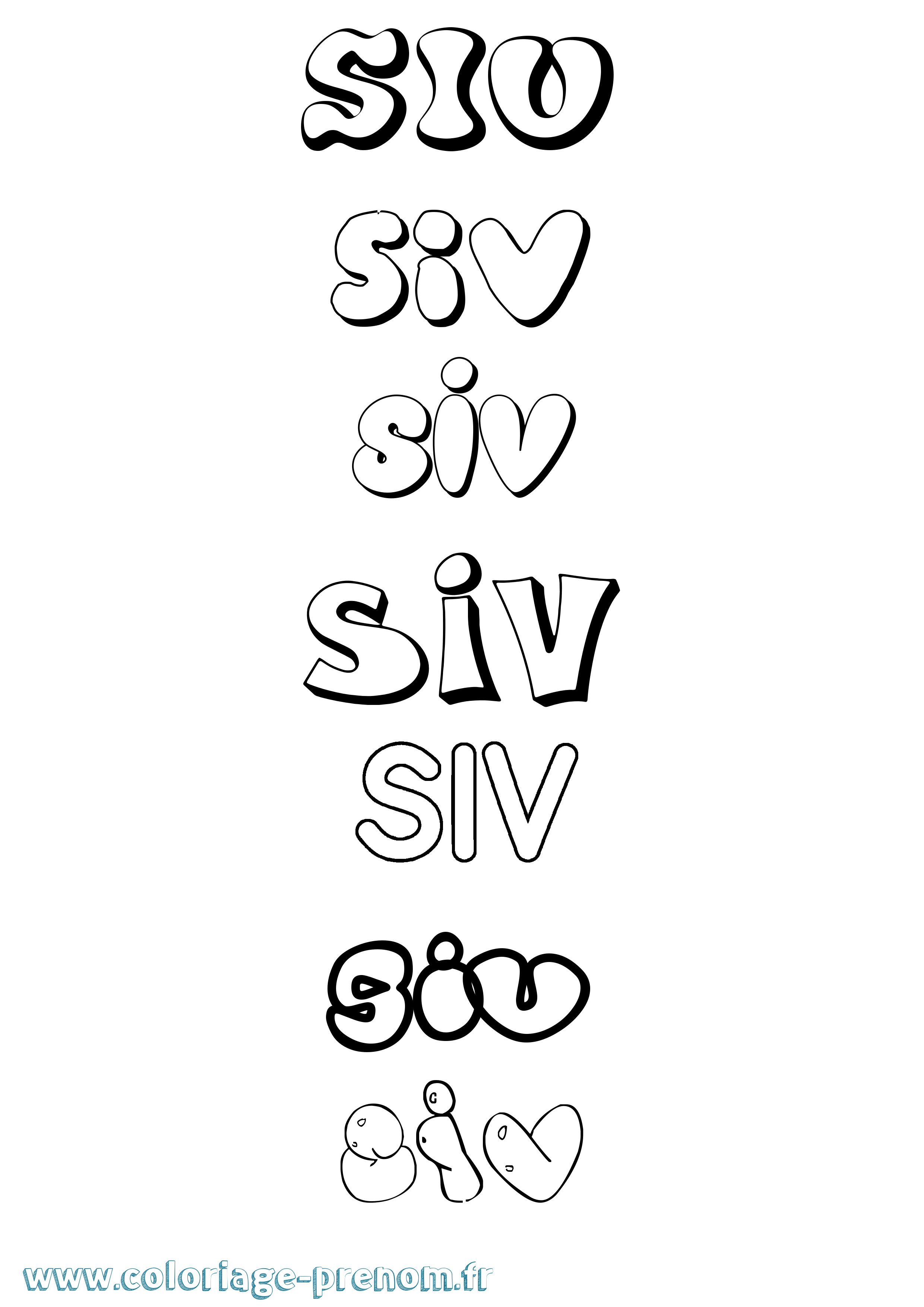 Coloriage Siv Bubble Coloriage prénom Siv Bubble