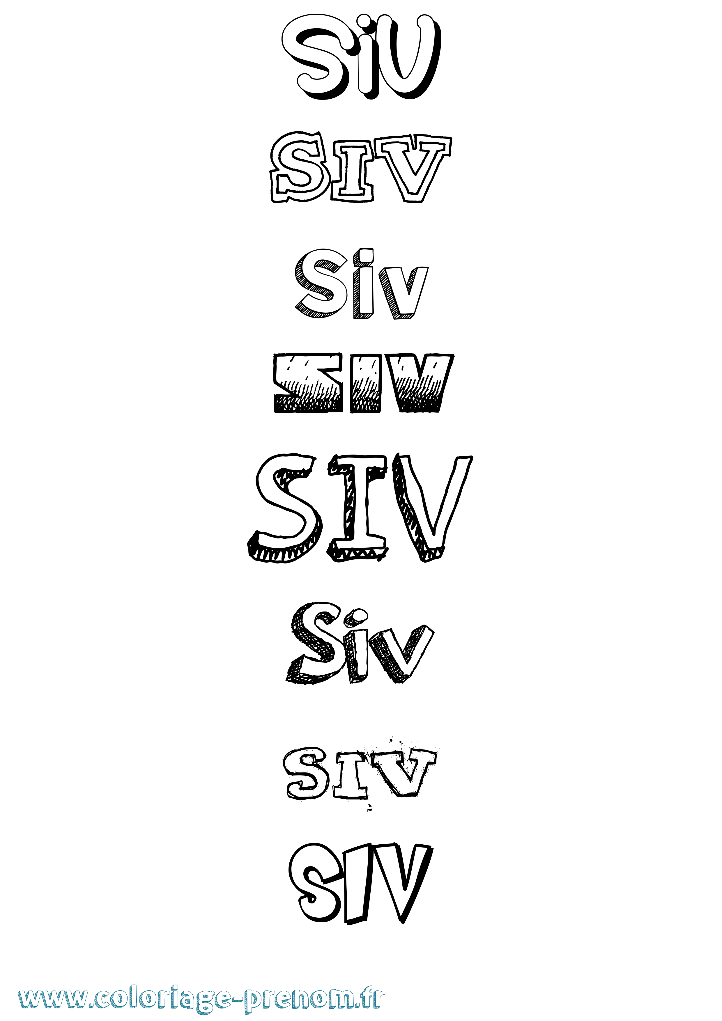 Coloriage Siv Dessiné Coloriage prénom Siv Dessiné