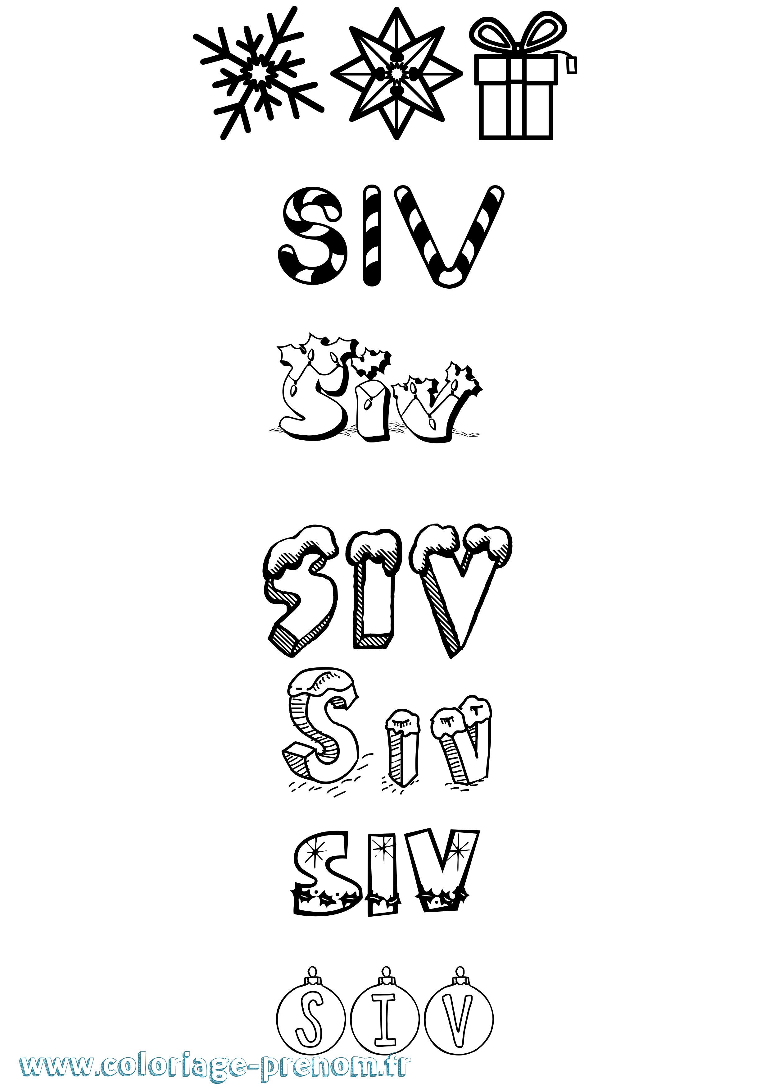 Coloriage Siv Noël Coloriage prénom Siv Noël