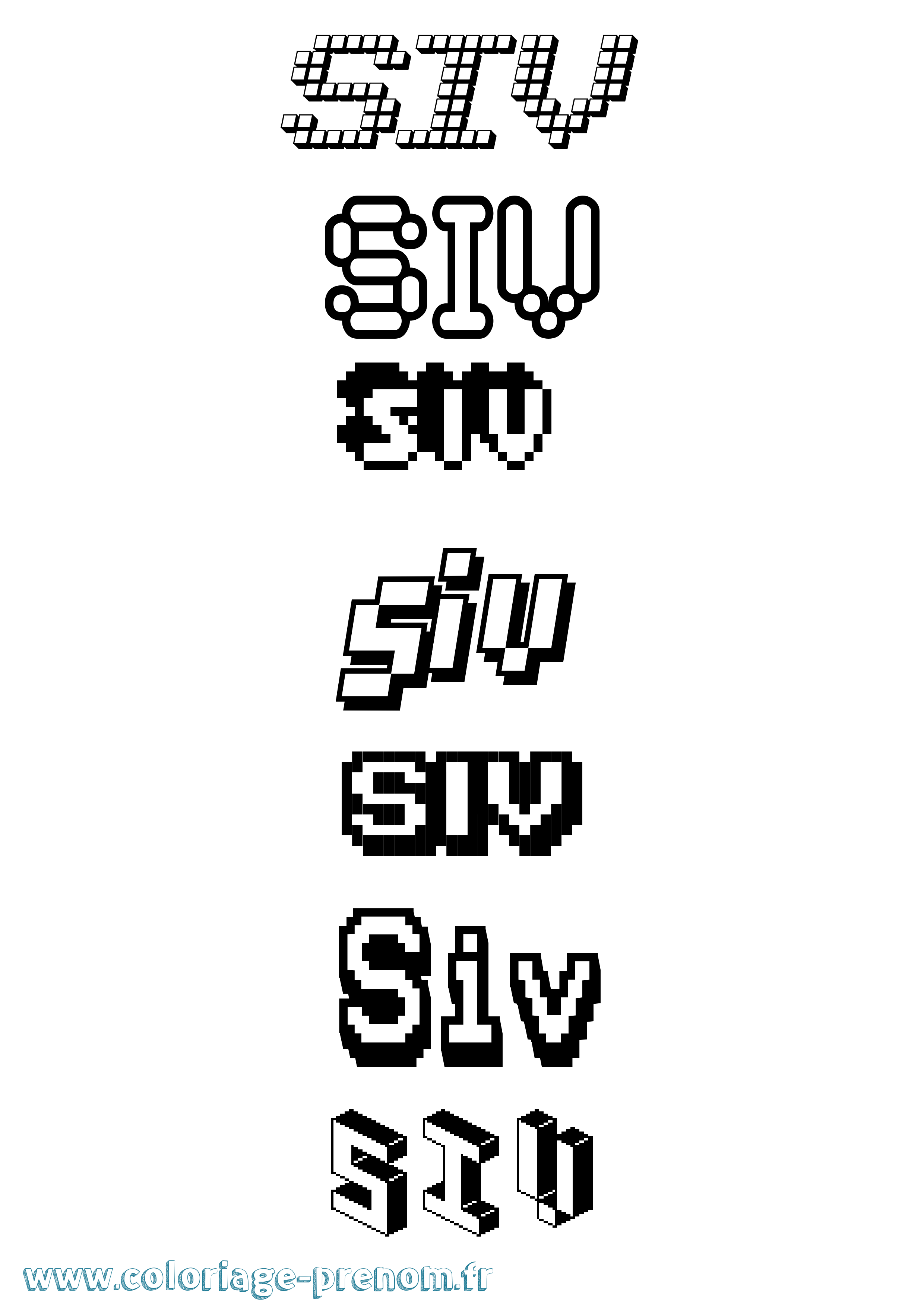 Coloriage Siv Pixel Coloriage prénom Siv Pixel
