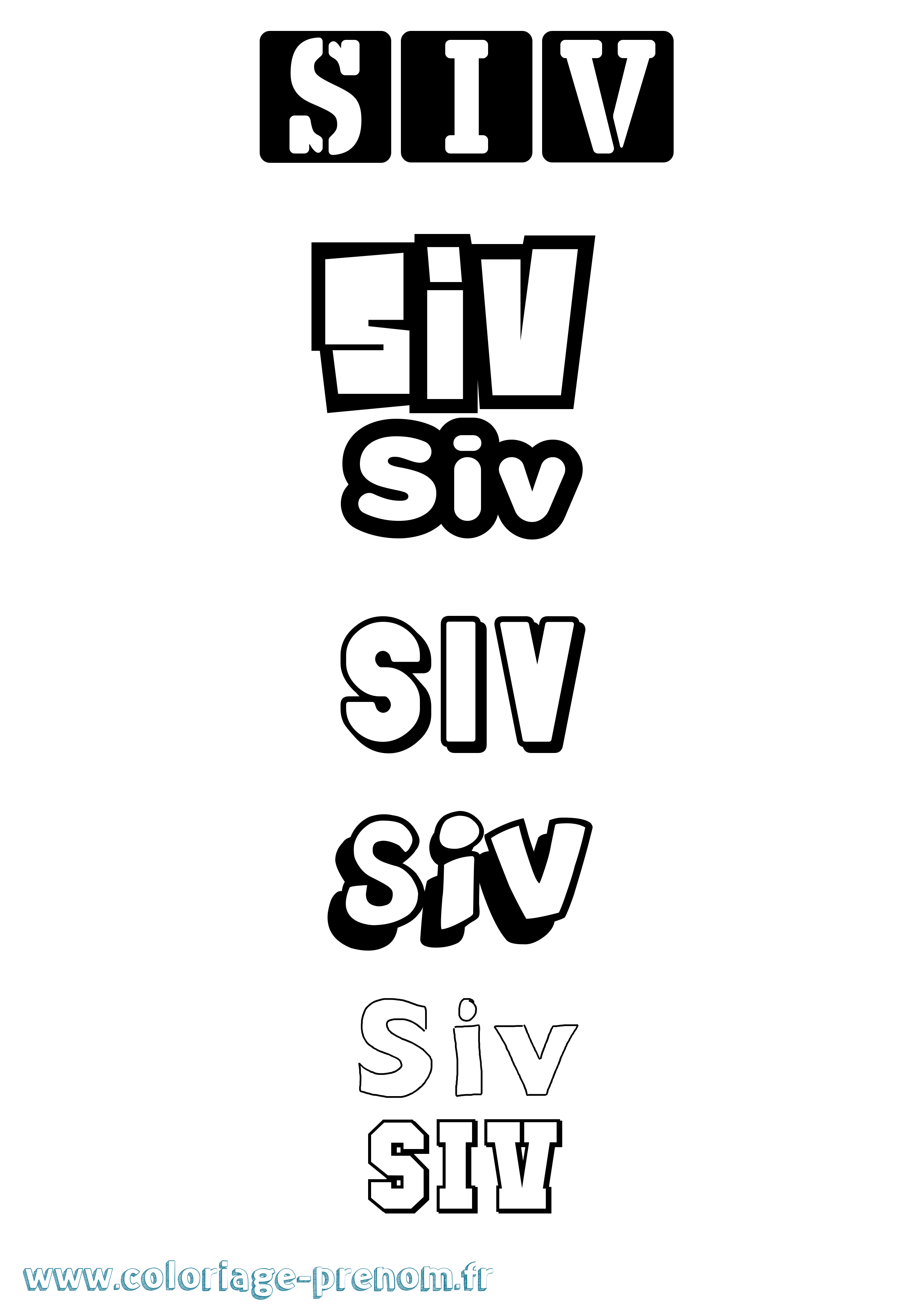 Coloriage prénom Siv Simple