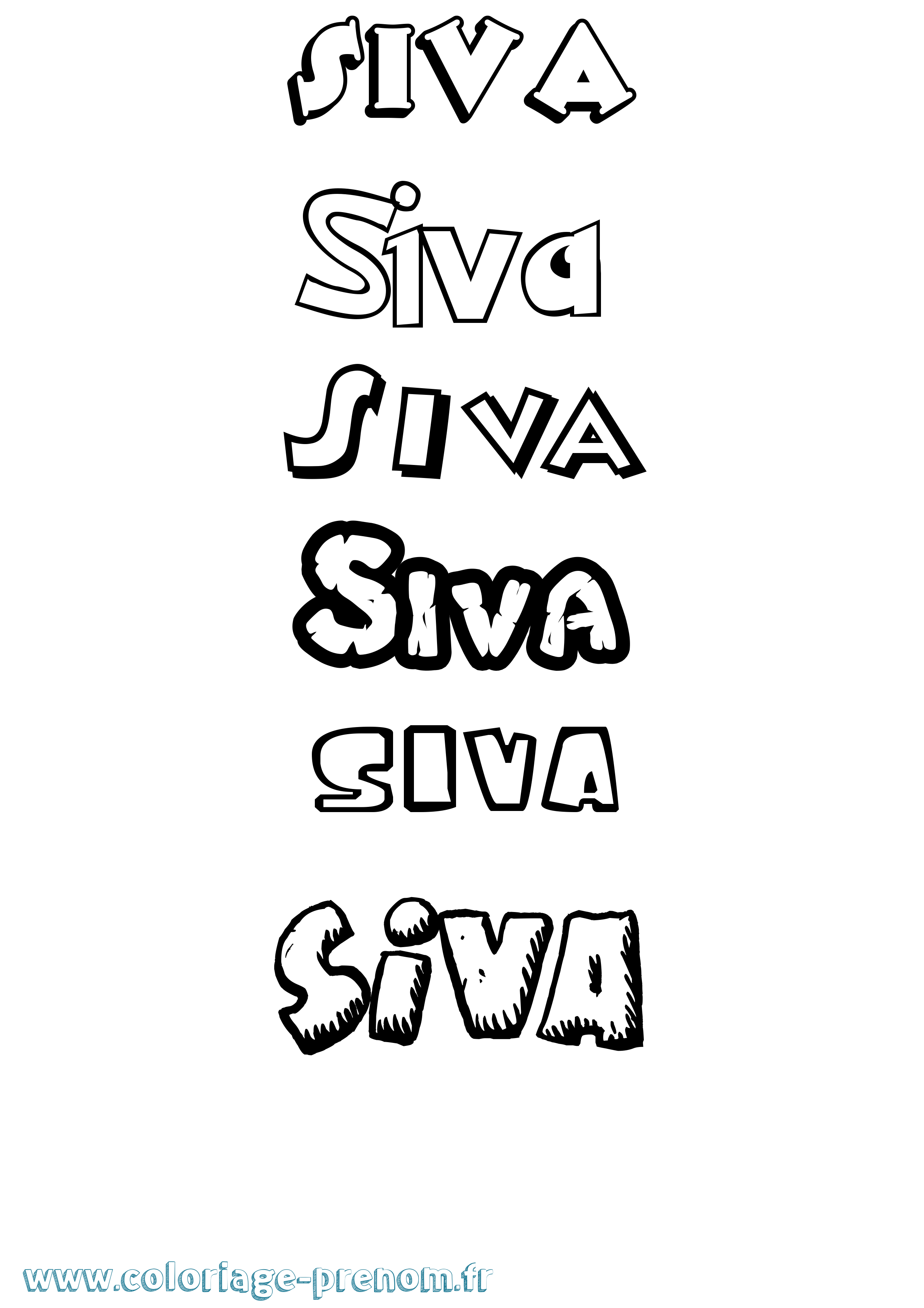 Coloriage prénom Siva Dessin Animé
