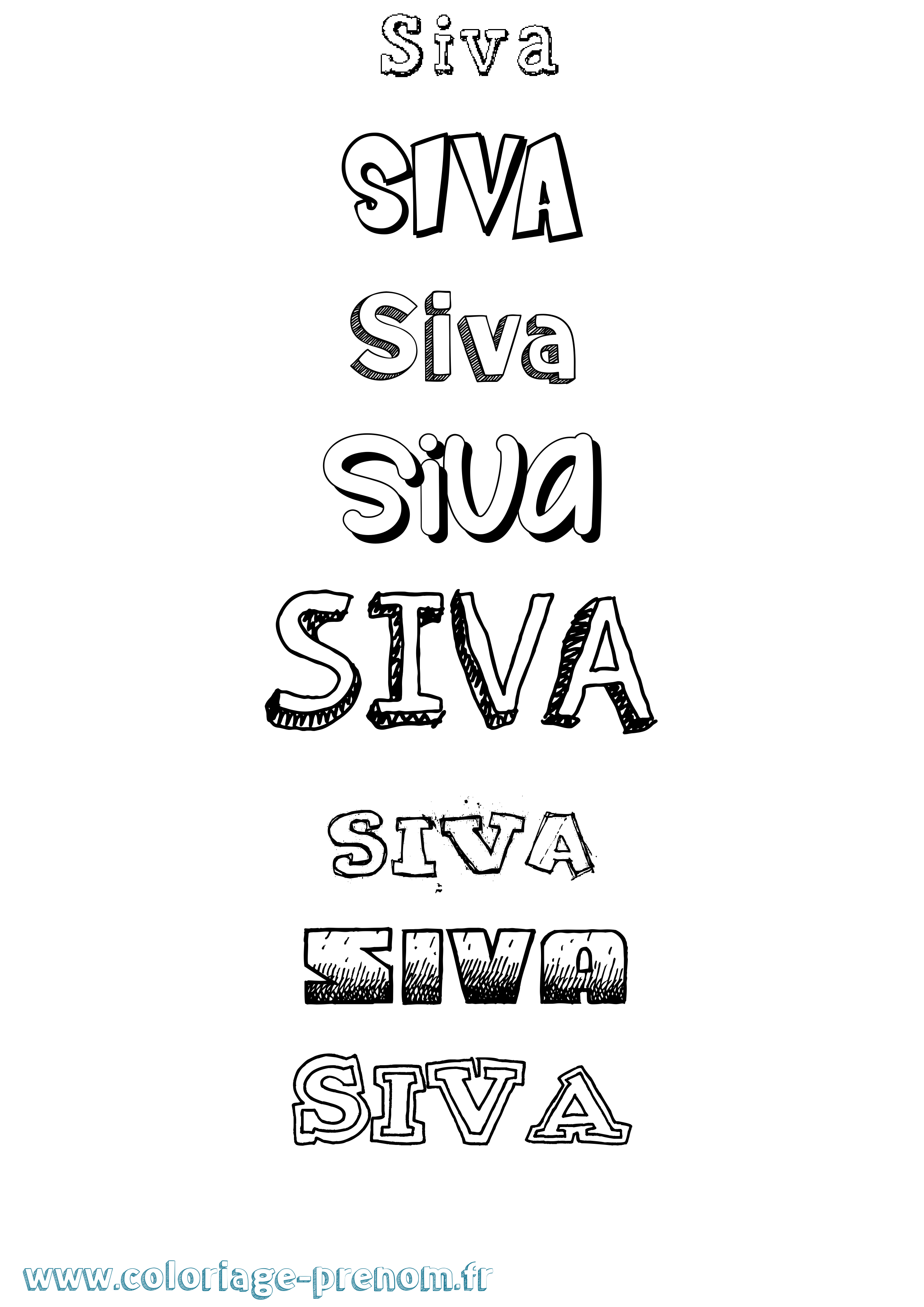 Coloriage prénom Siva Dessiné