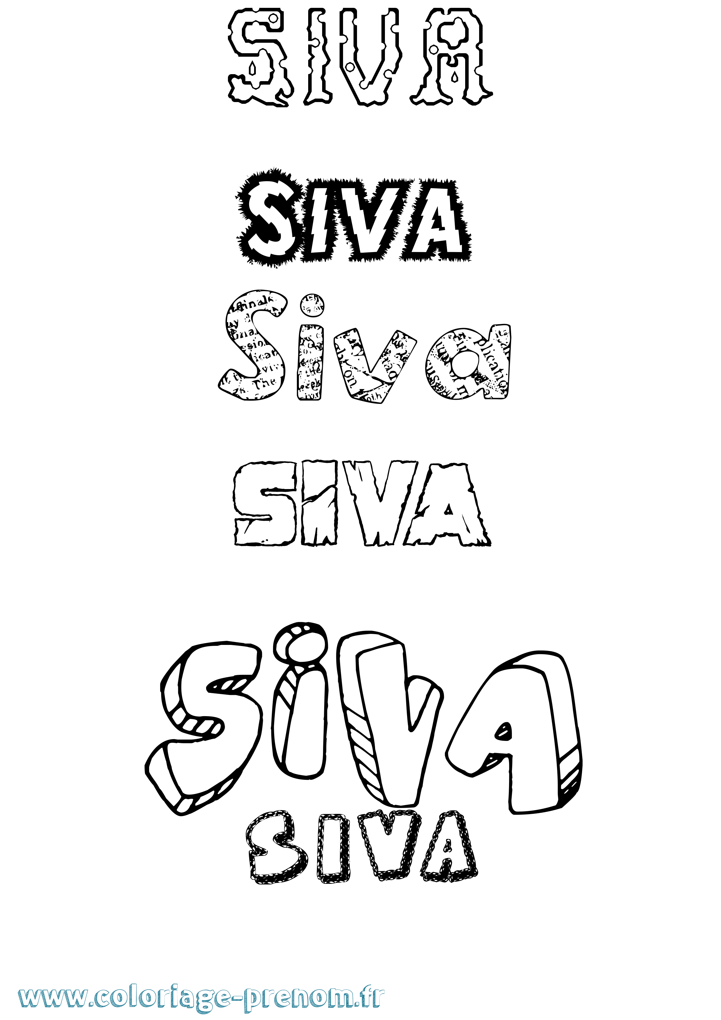 Coloriage prénom Siva Destructuré