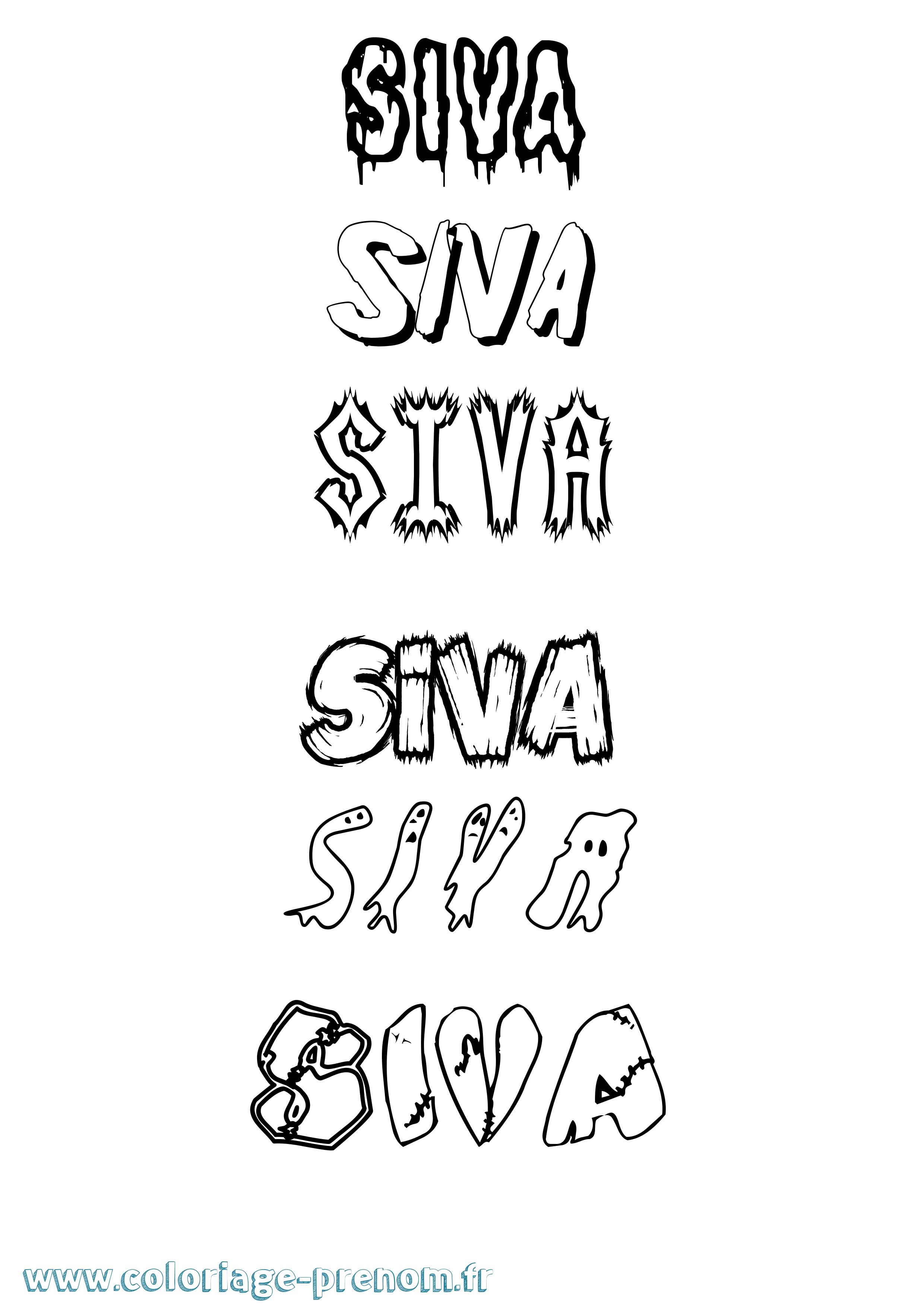 Coloriage prénom Siva Frisson