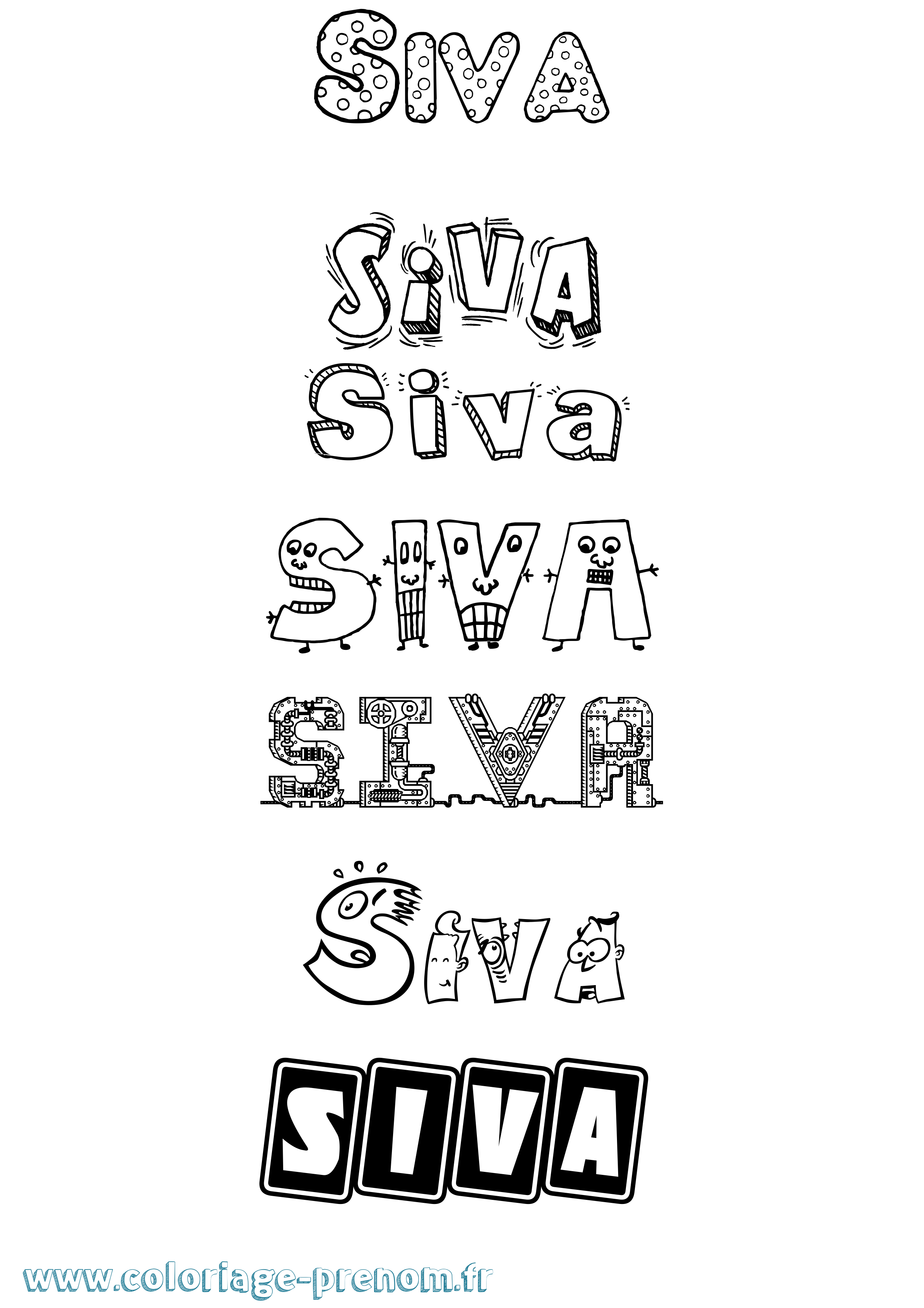 Coloriage prénom Siva Fun