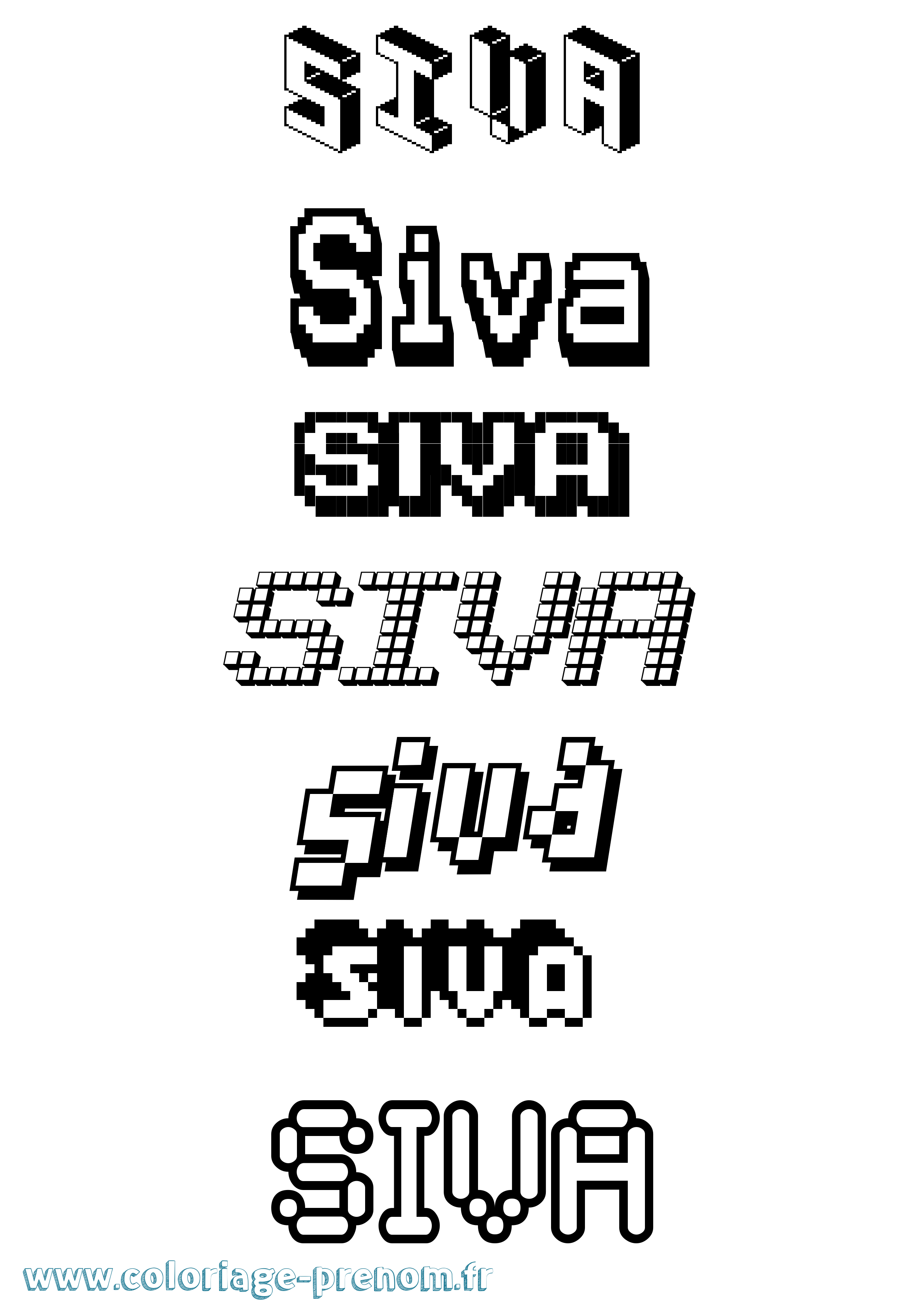 Coloriage prénom Siva Pixel