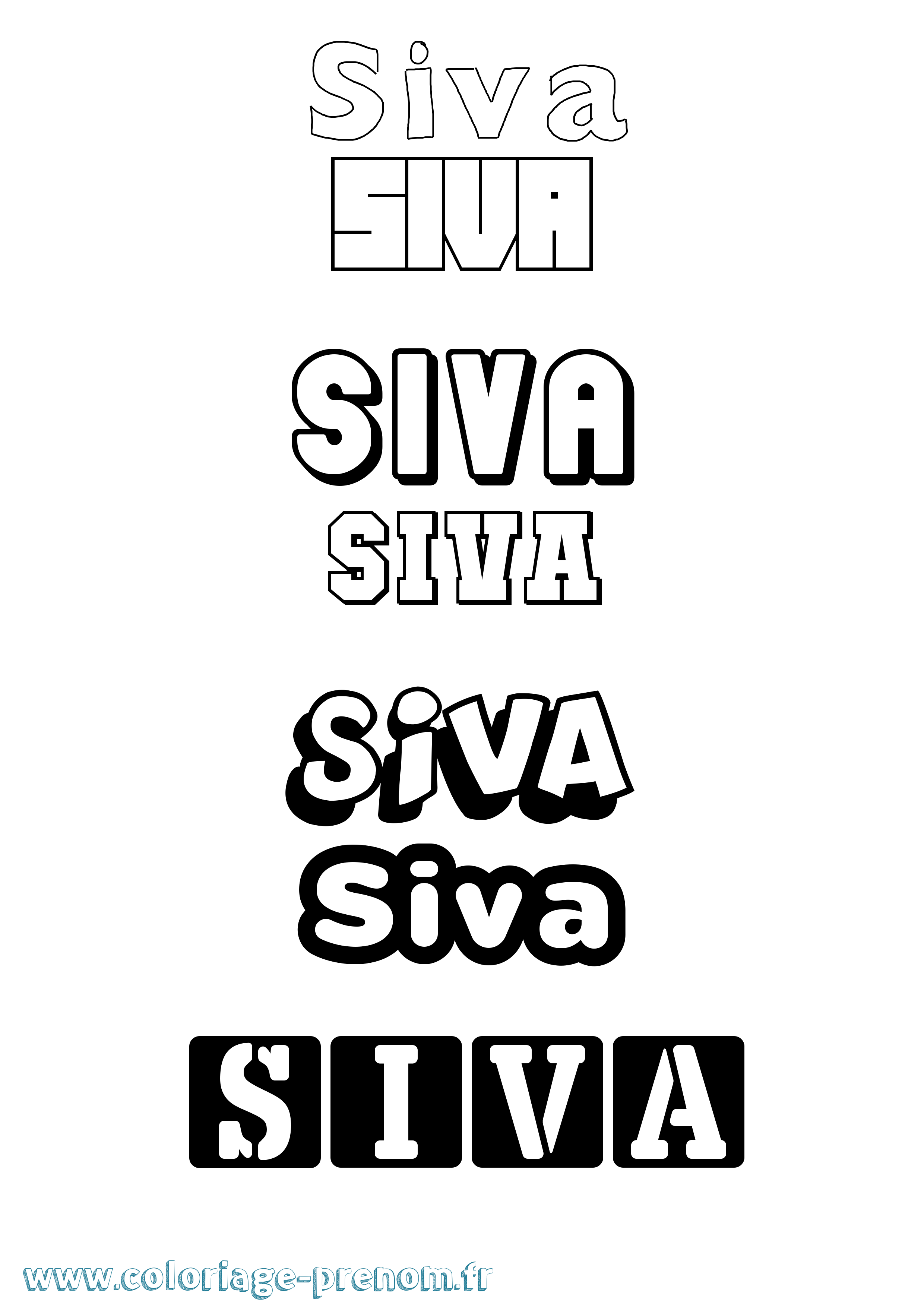 Coloriage prénom Siva Simple