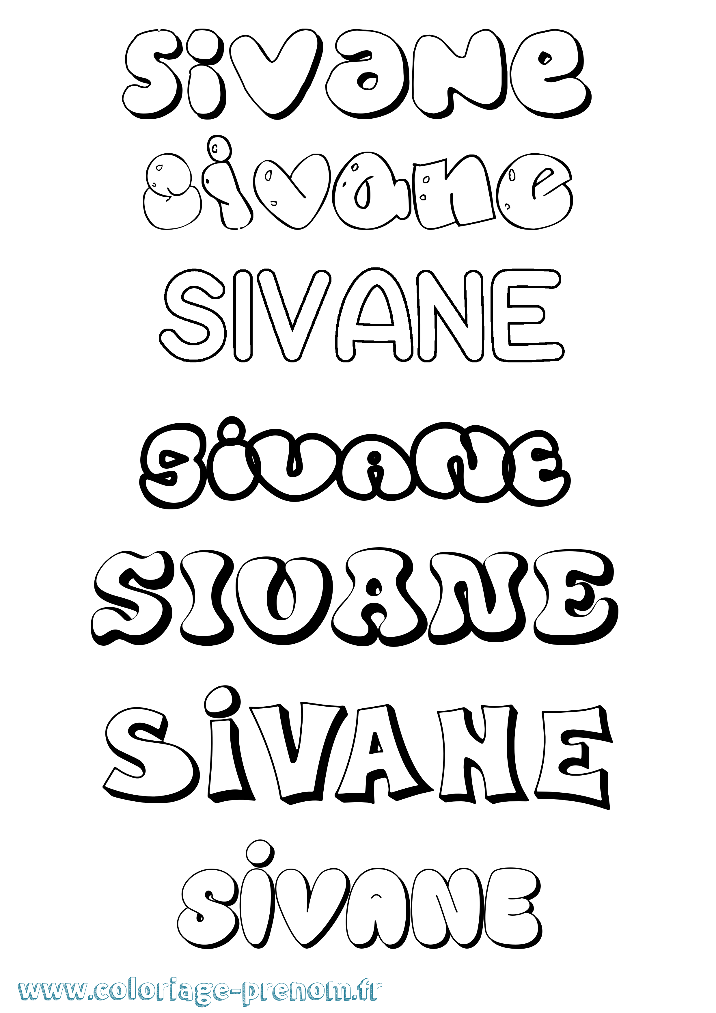 Coloriage prénom Sivane Bubble