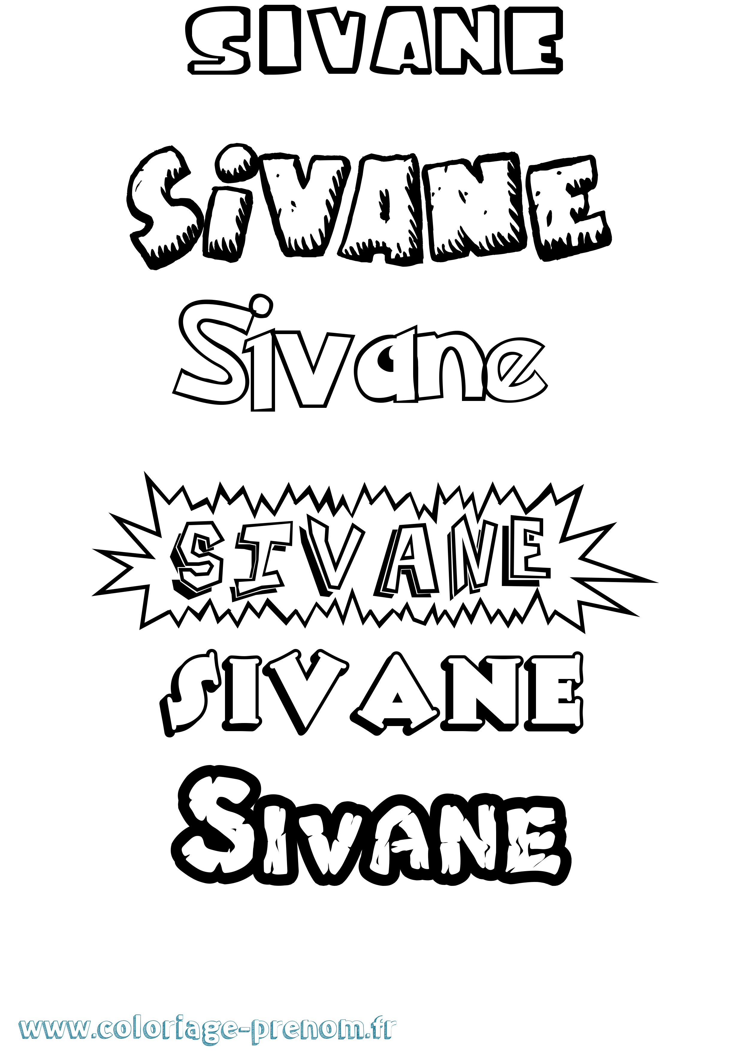 Coloriage prénom Sivane Dessin Animé
