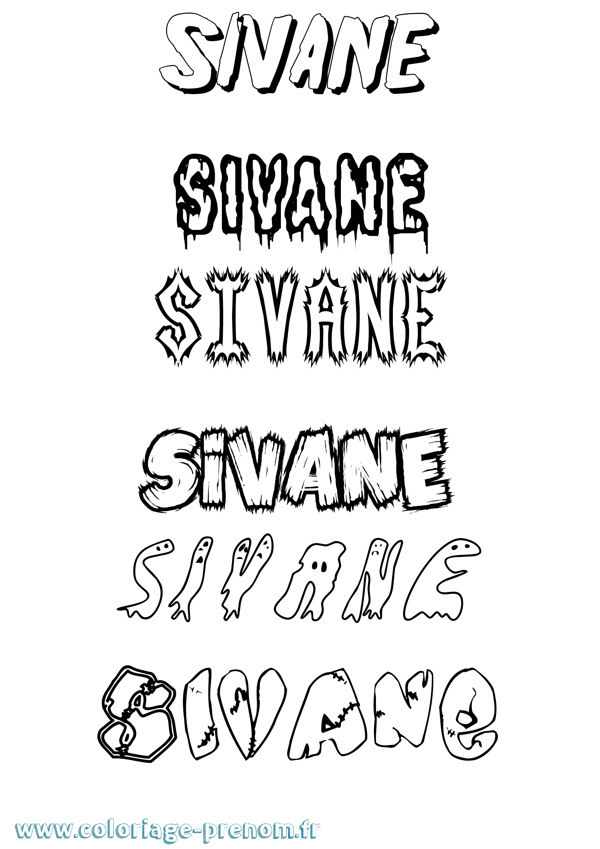 Coloriage prénom Sivane Frisson