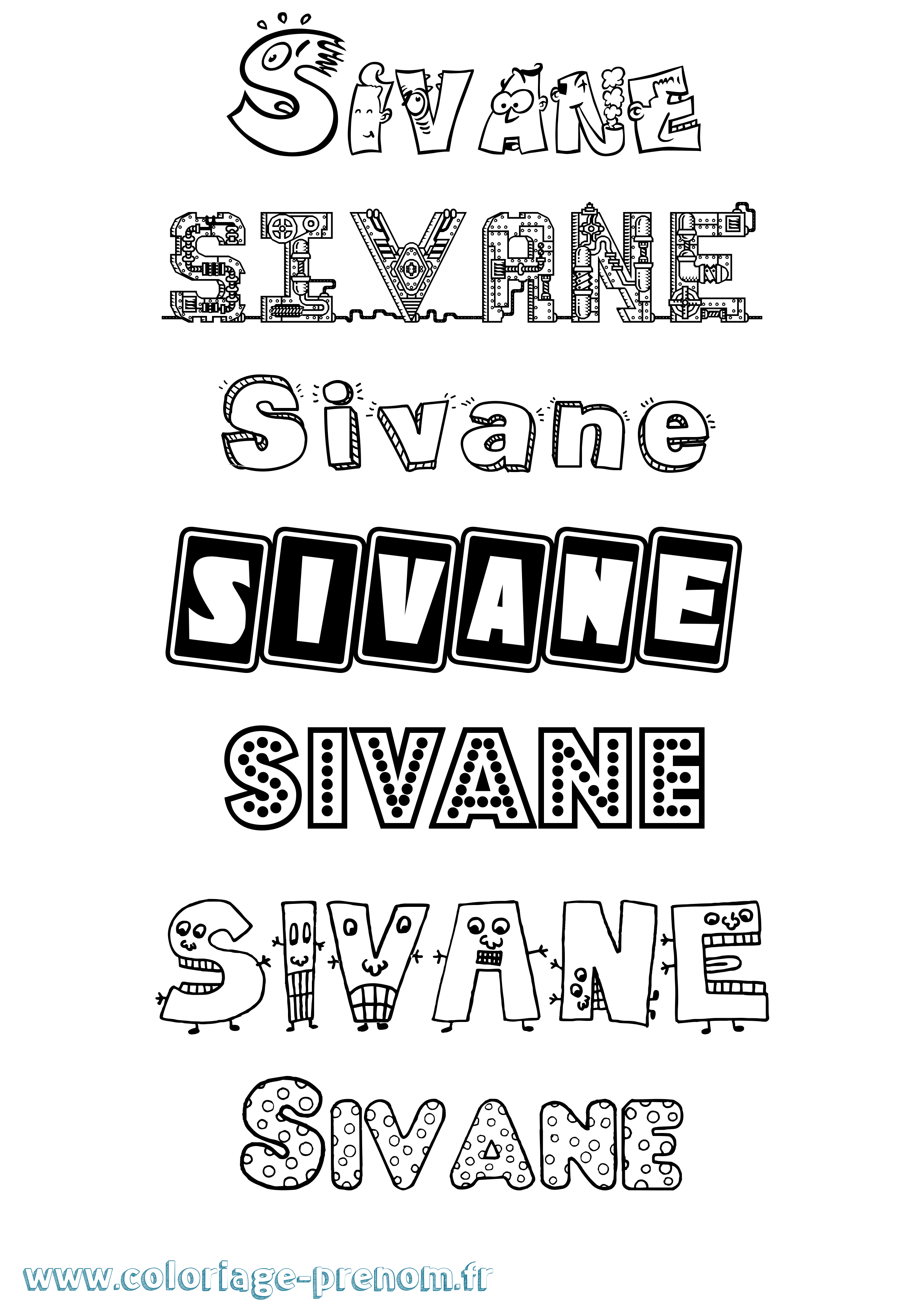 Coloriage prénom Sivane Fun