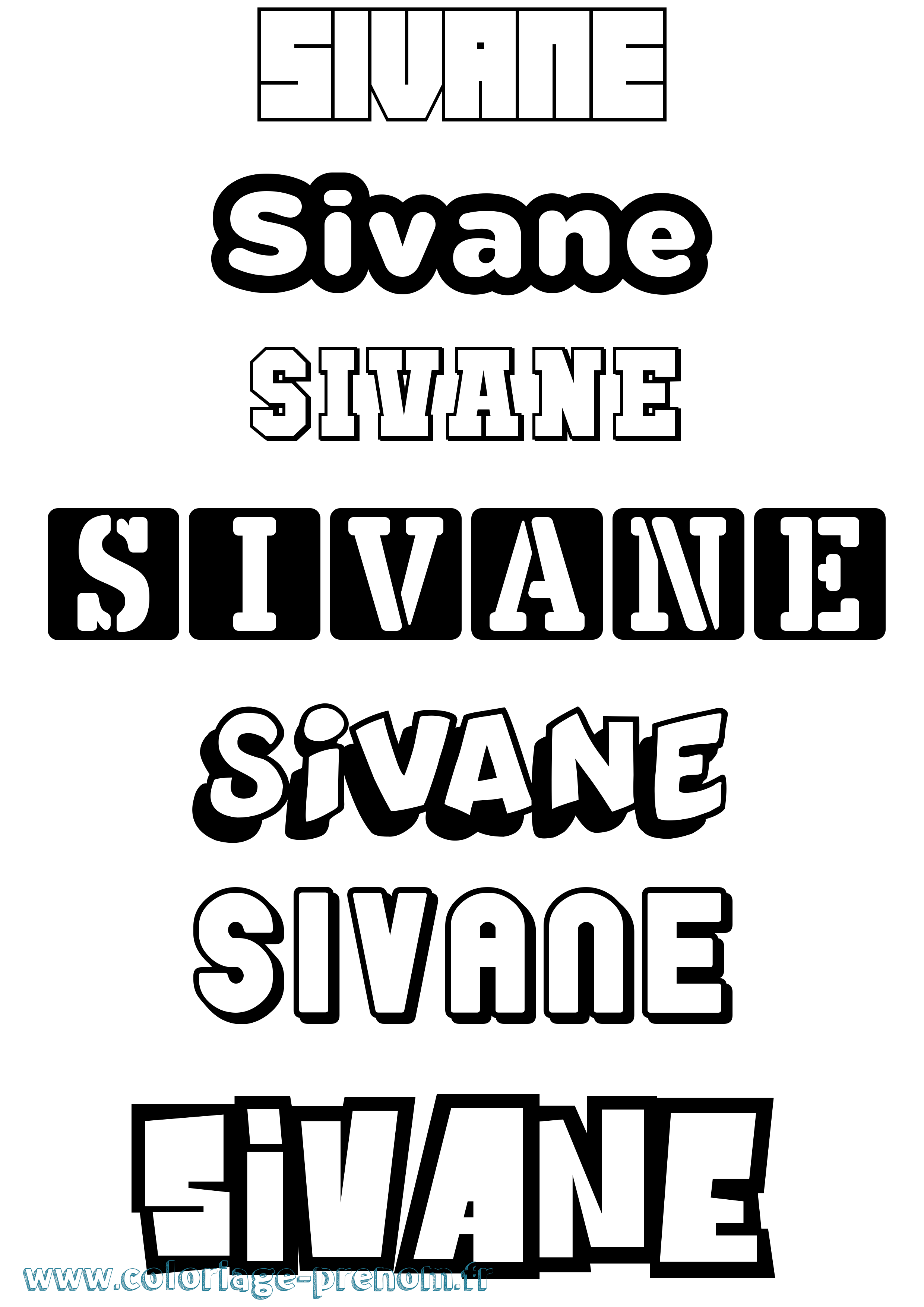 Coloriage prénom Sivane Simple