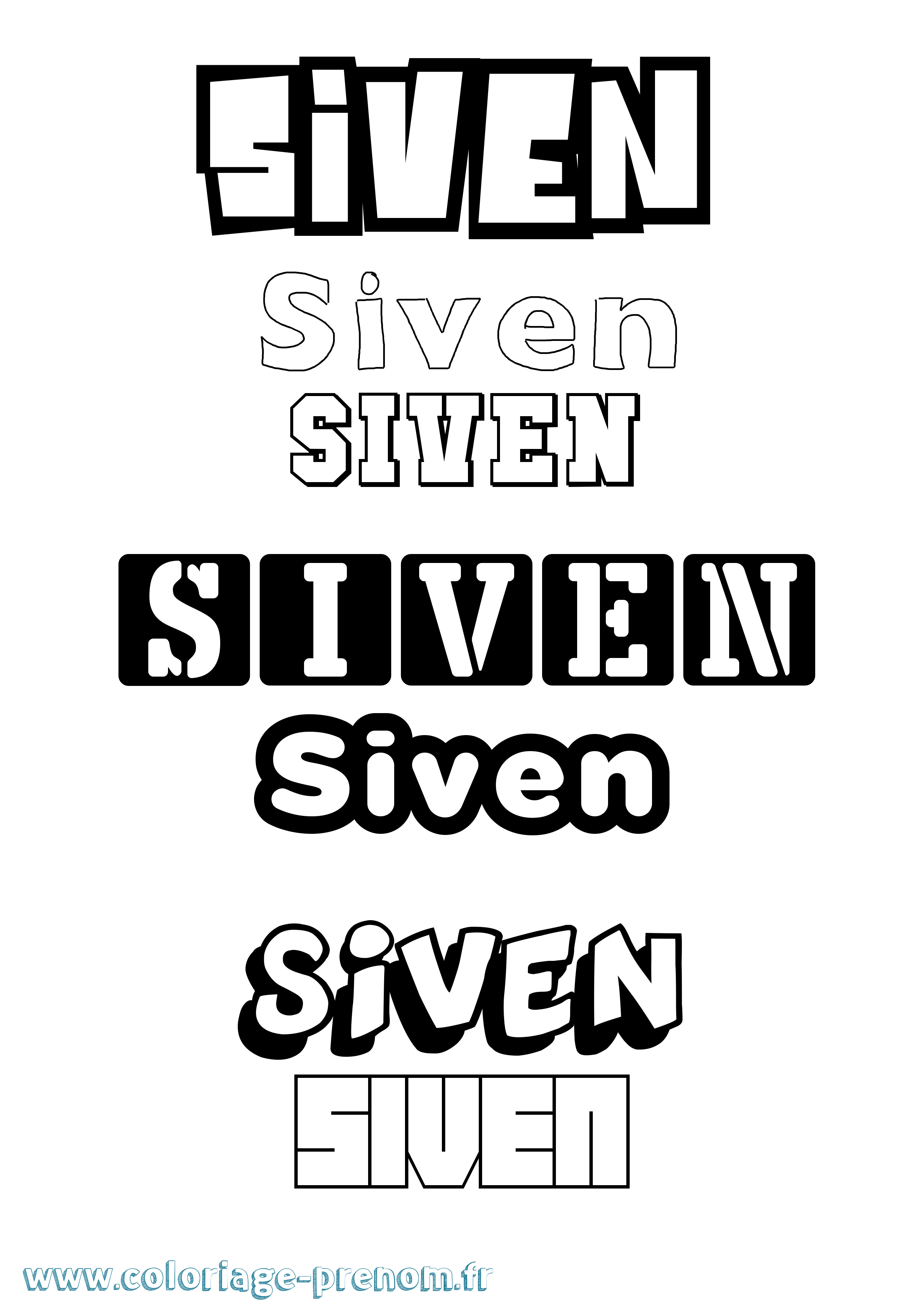 Coloriage prénom Siven Simple