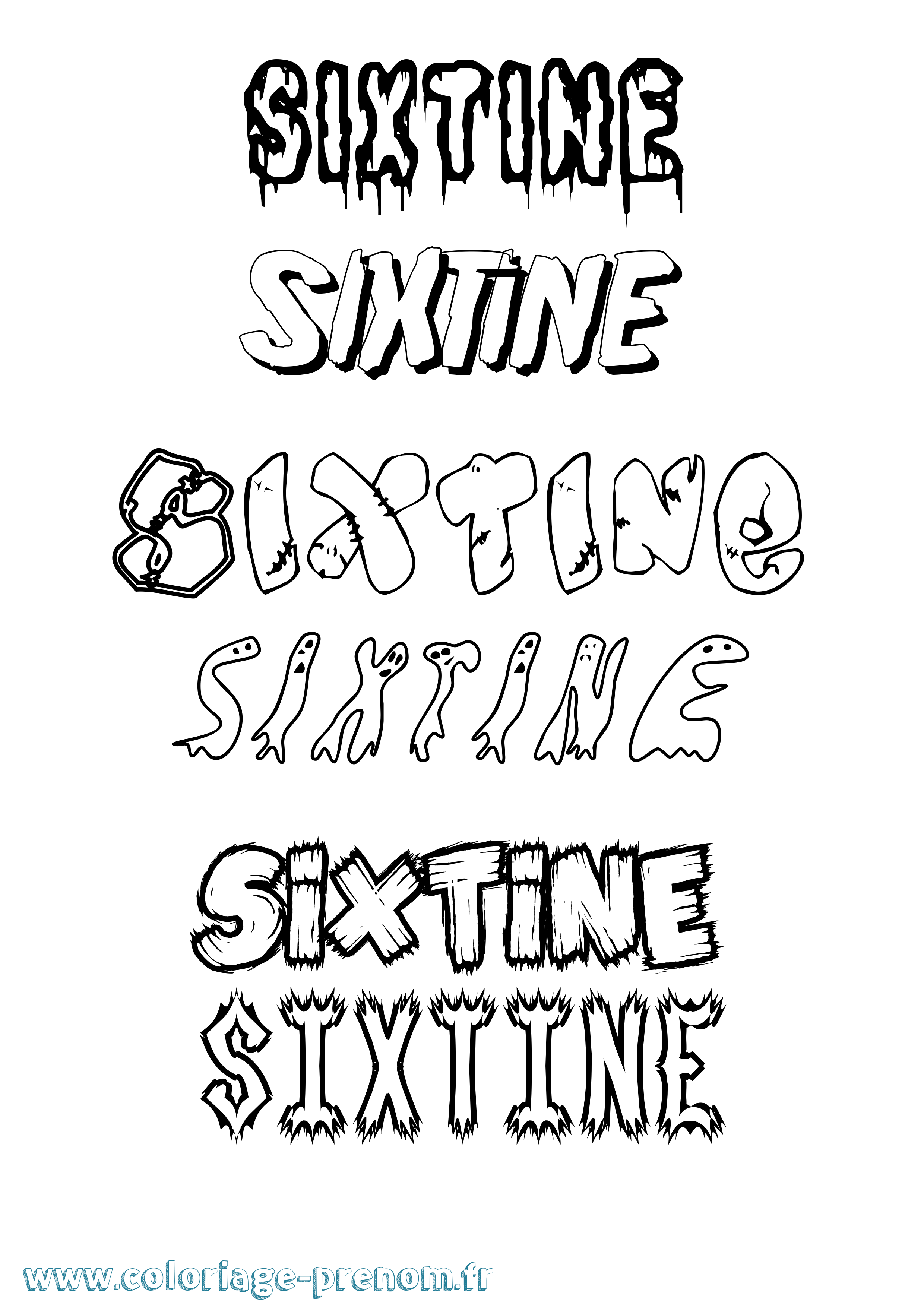 Coloriage prénom Sixtine