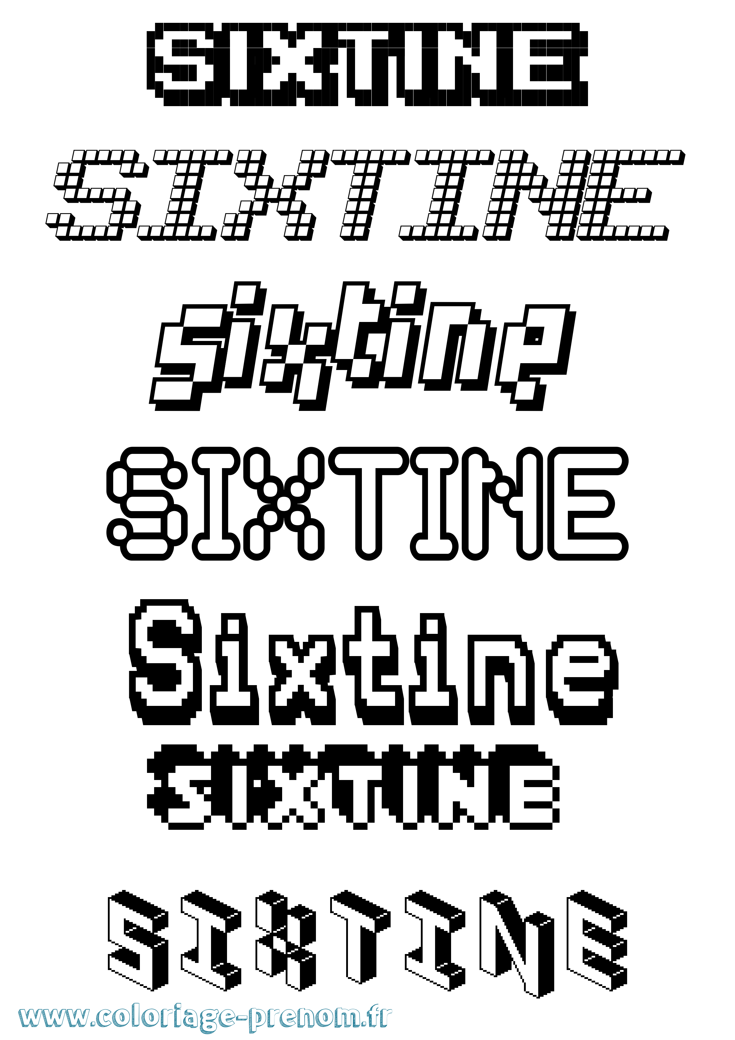 Coloriage prénom Sixtine