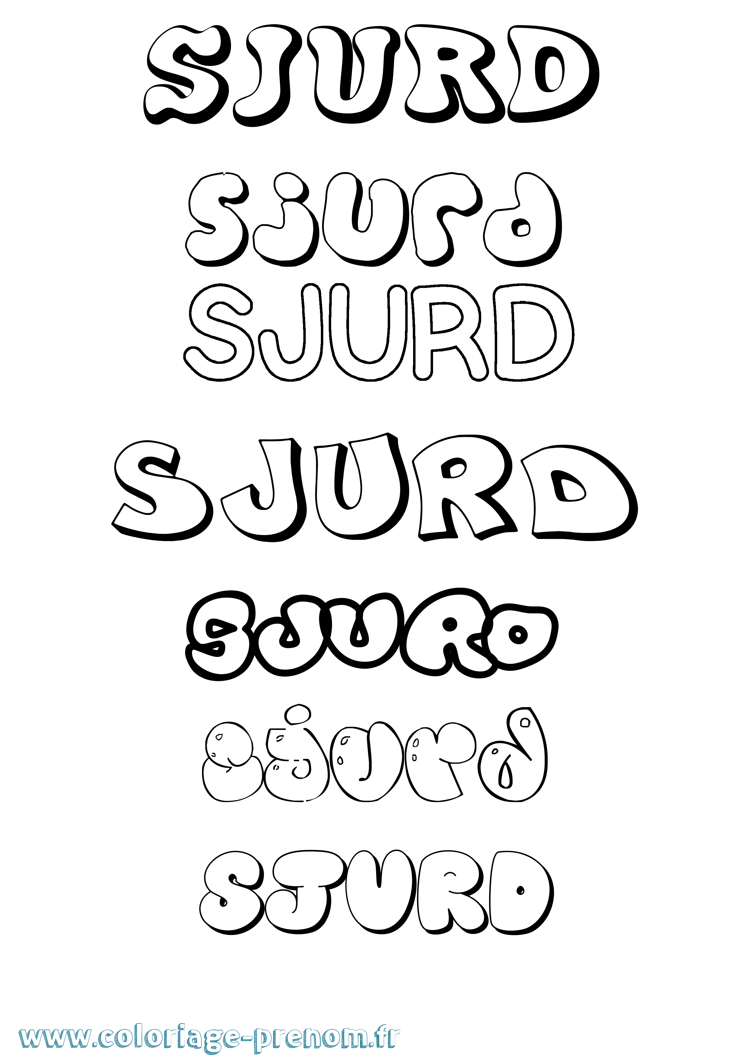 Coloriage Sjurd Bubble Coloriage prénom Sjurd Bubble