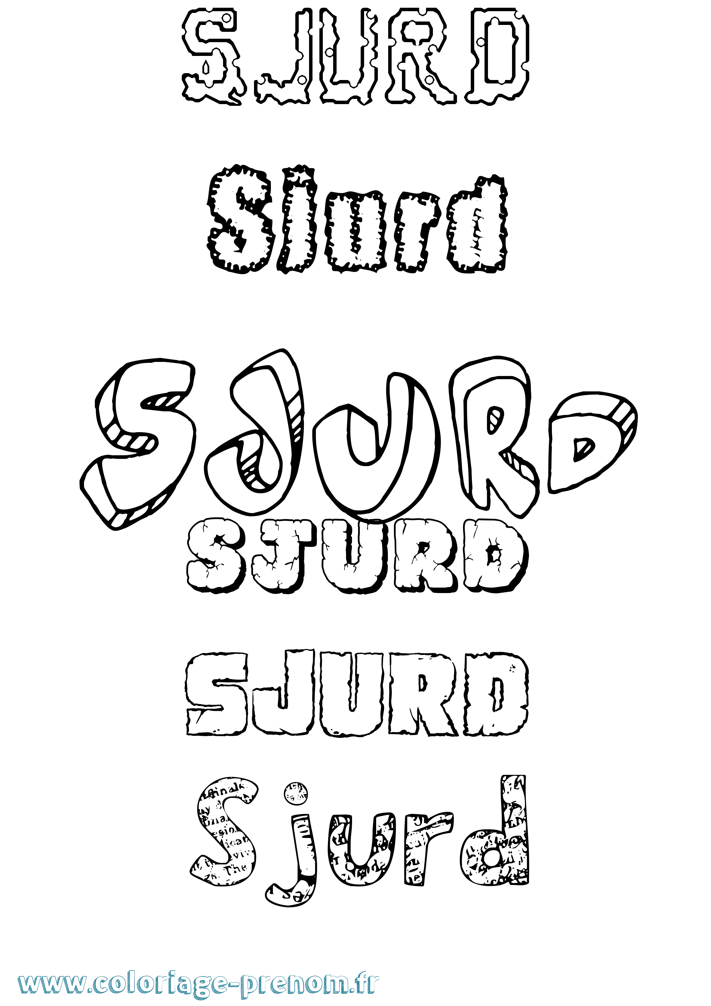 Coloriage Sjurd Destructuré Coloriage prénom Sjurd Destructuré
