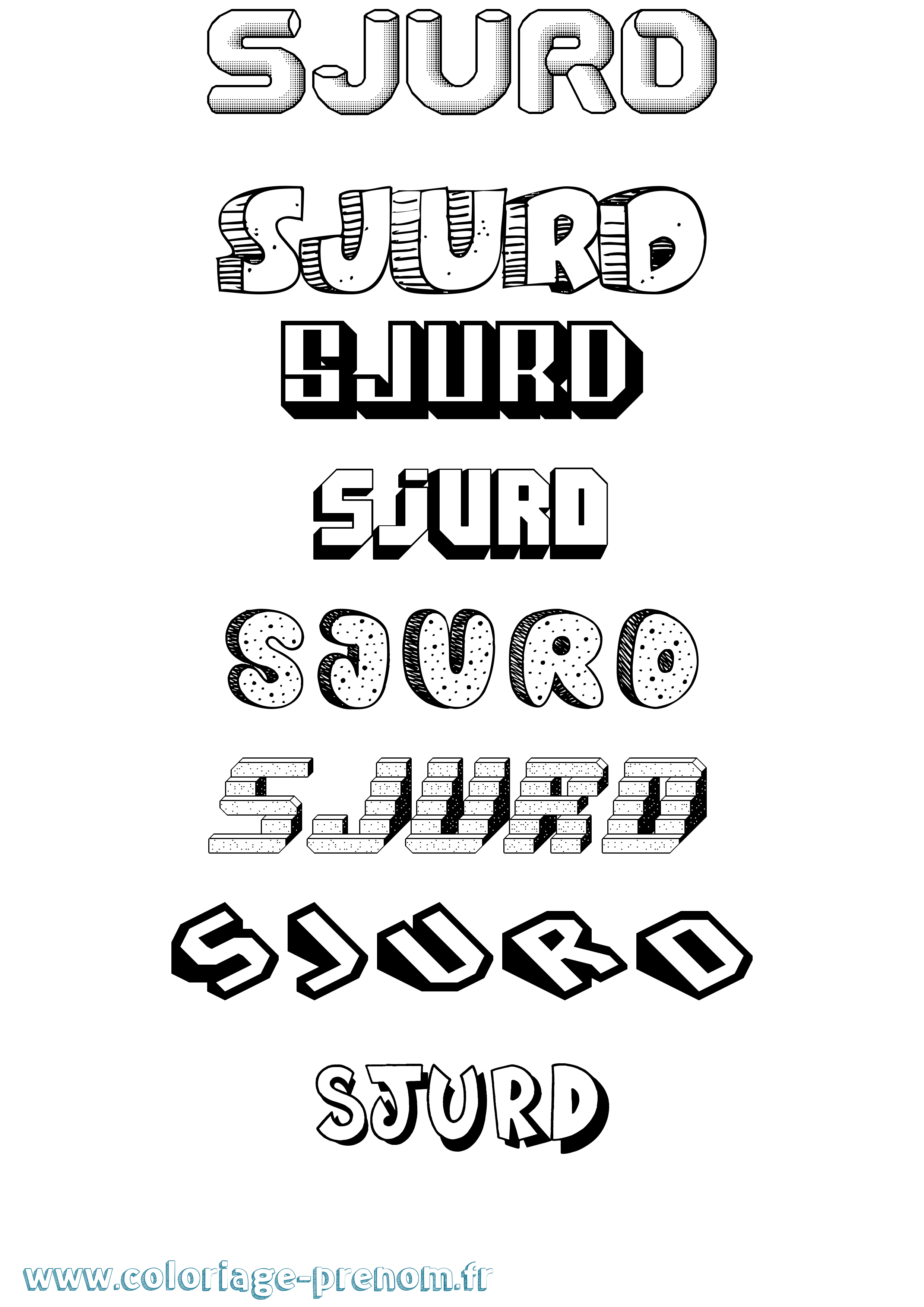 Coloriage Sjurd Effet 3D Coloriage prénom Sjurd Effet 3D