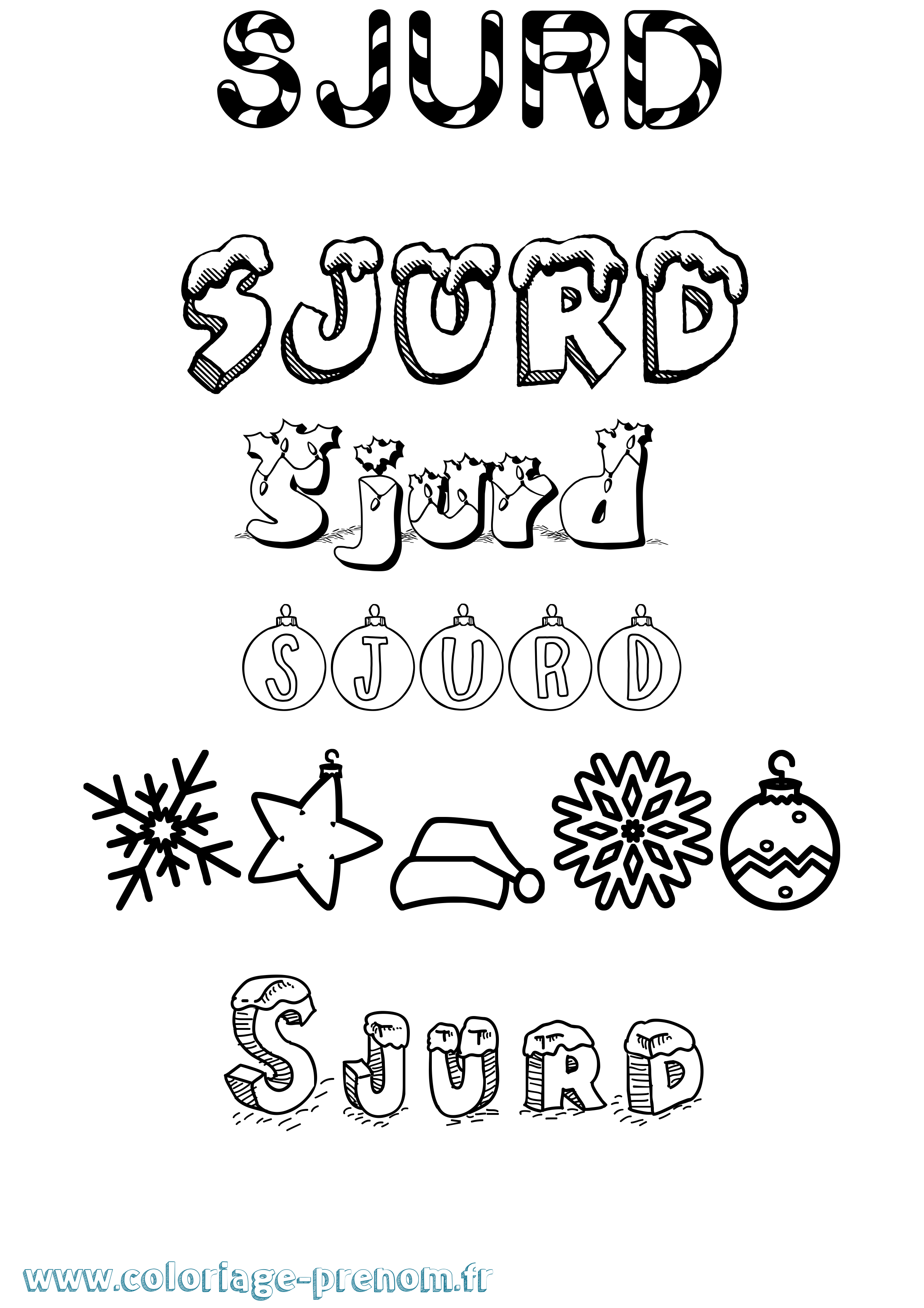 Coloriage Sjurd Noël Coloriage prénom Sjurd Noël