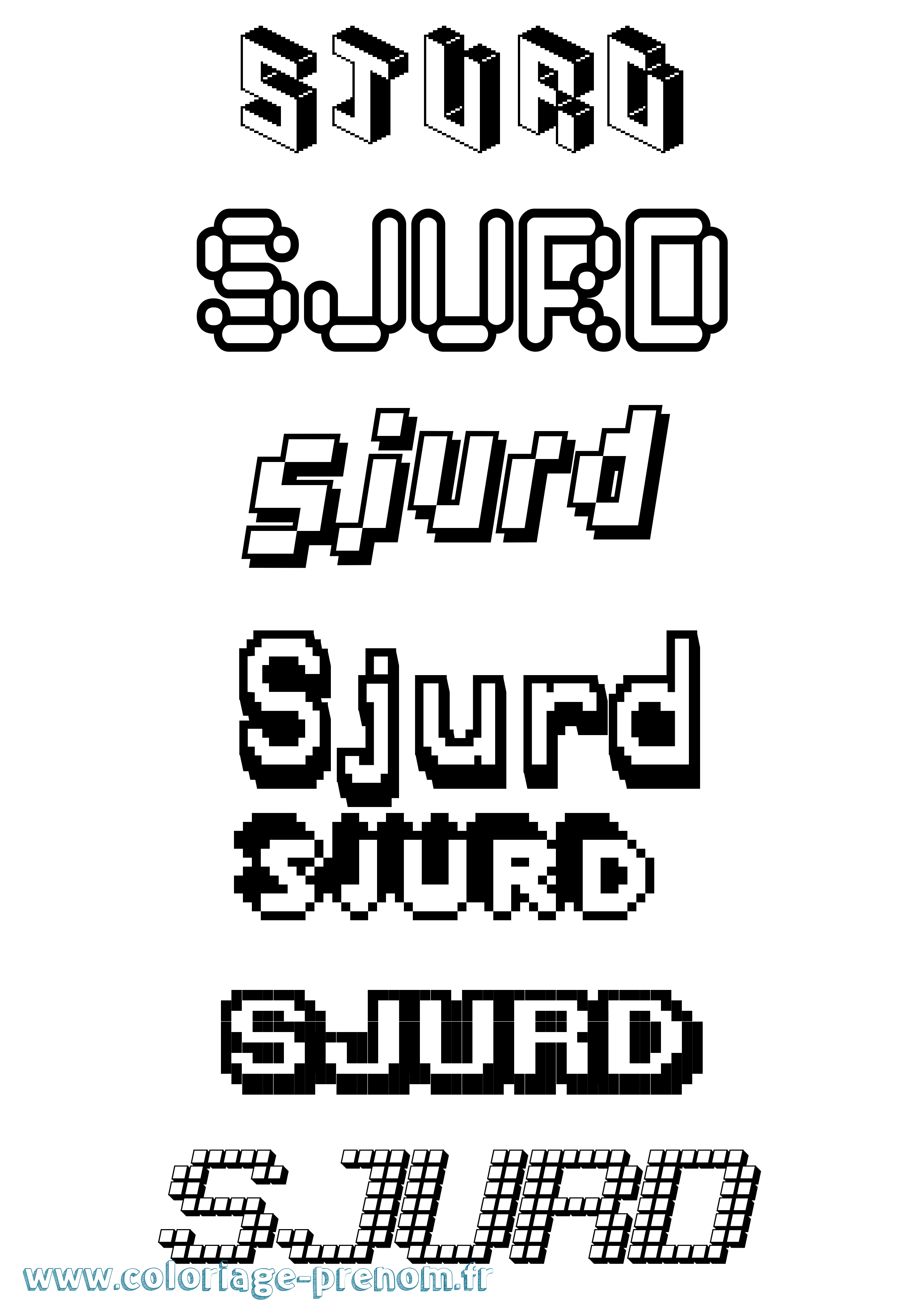 Coloriage Sjurd Pixel Coloriage prénom Sjurd Pixel