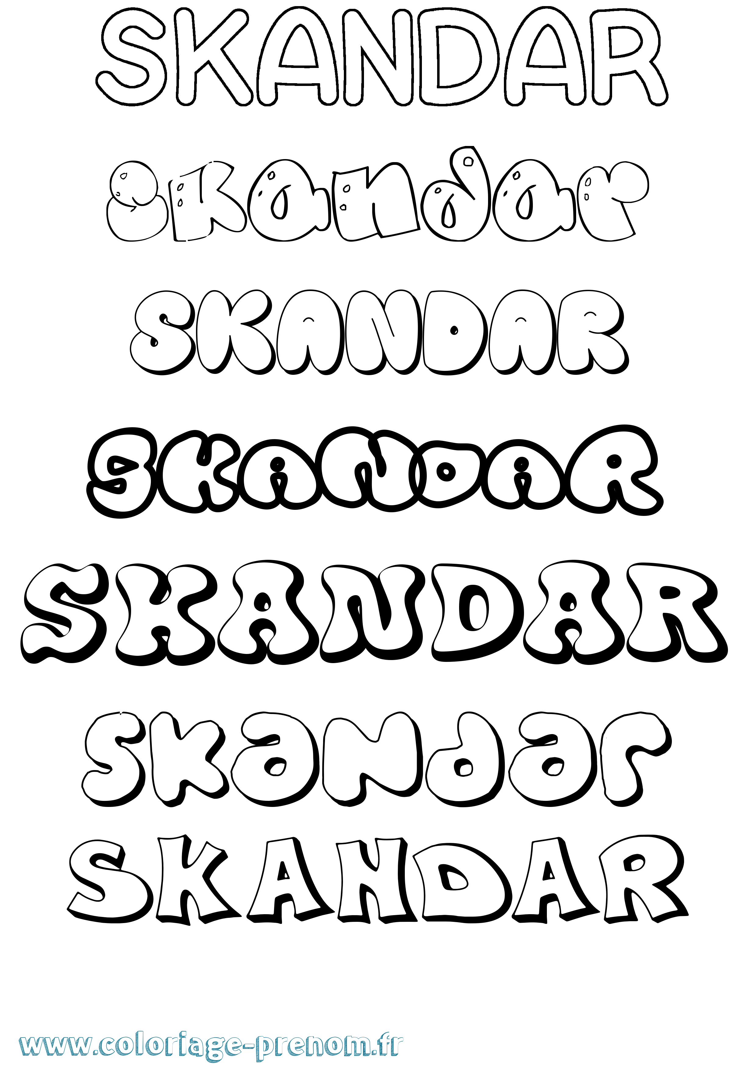 Coloriage Skandar Bubble Coloriage prénom Skandar Bubble