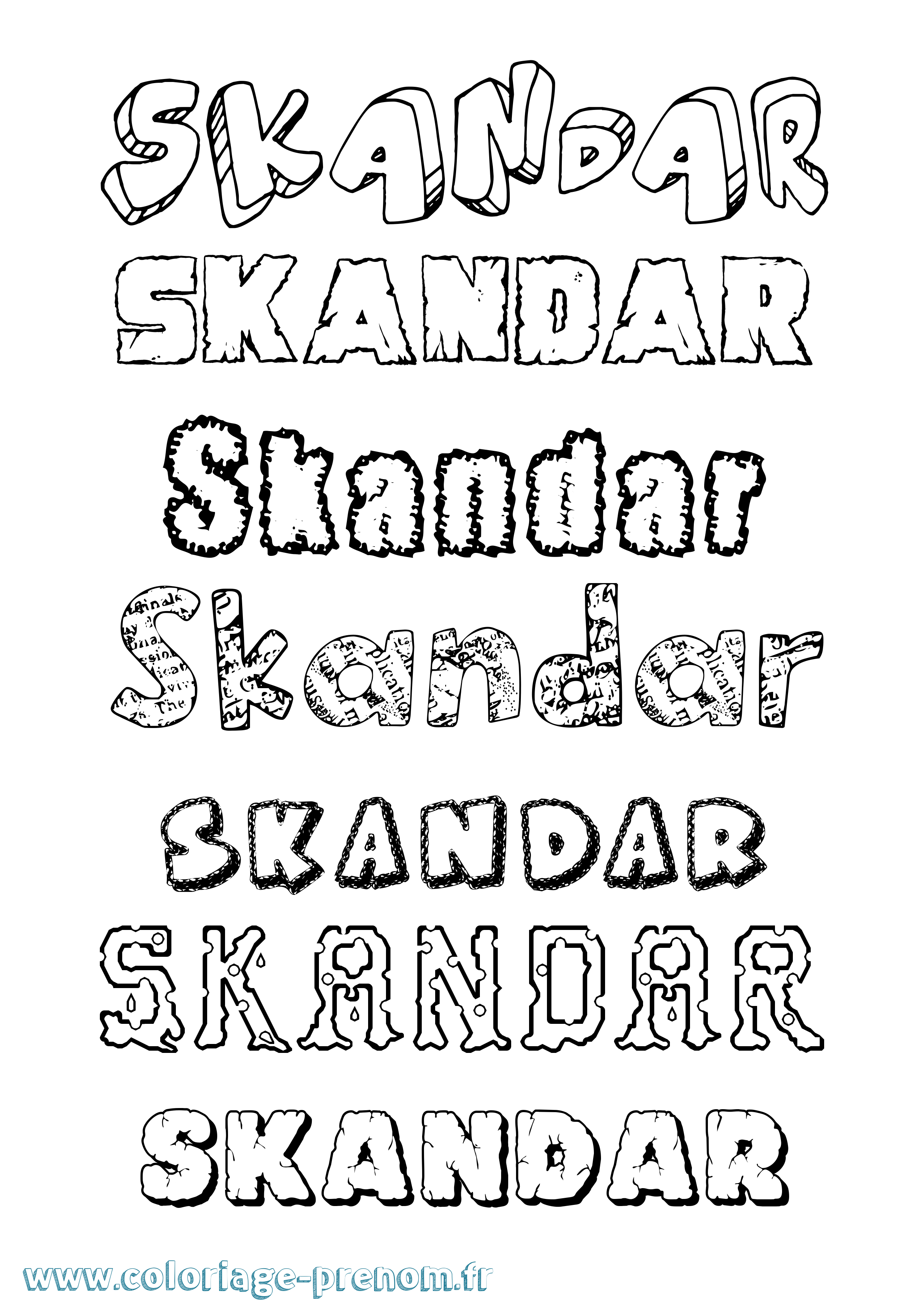 Coloriage prénom Skandar Destructuré