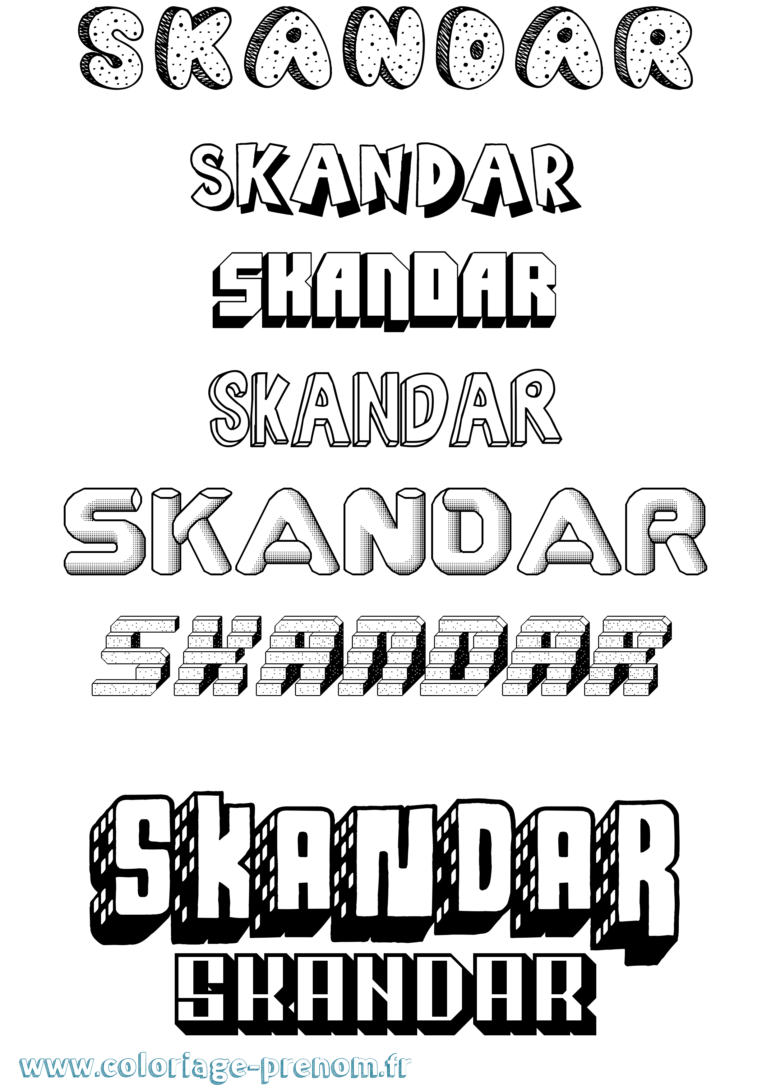 Coloriage prénom Skandar Effet 3D