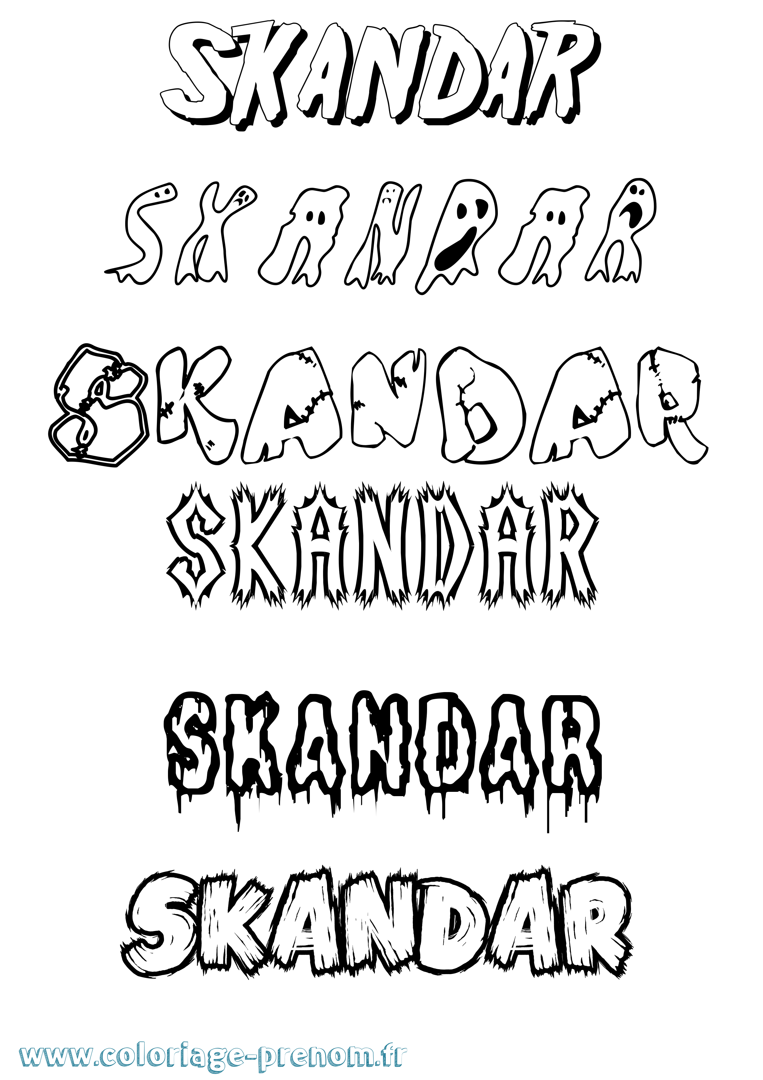 Coloriage prénom Skandar Frisson
