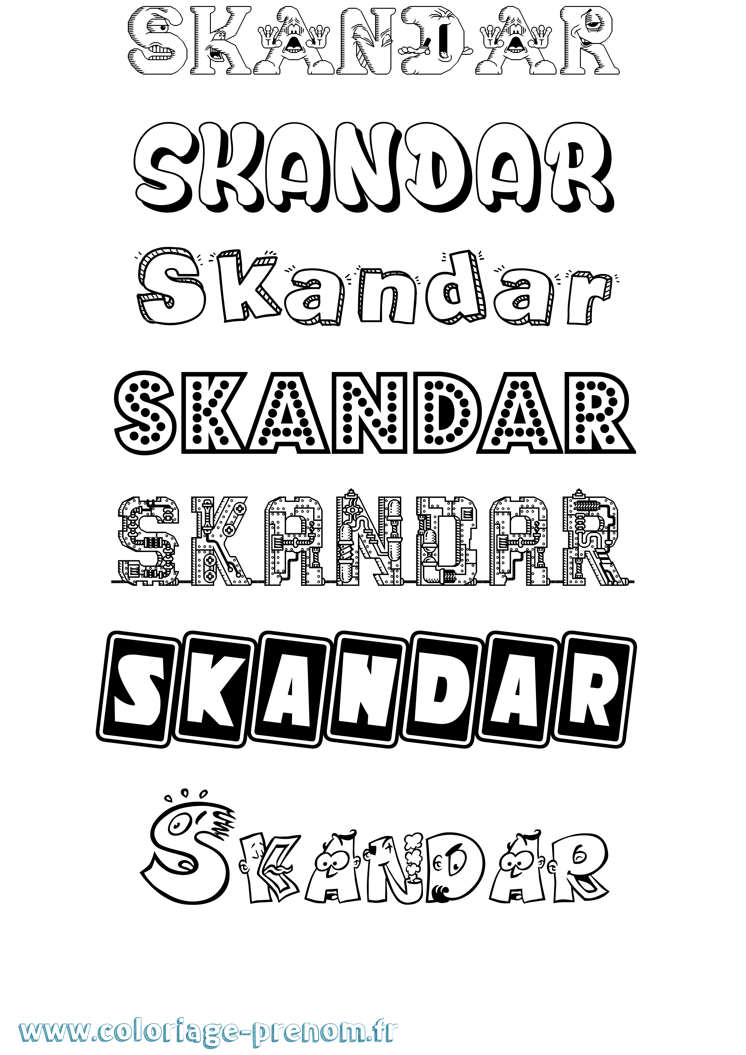 Coloriage prénom Skandar Fun