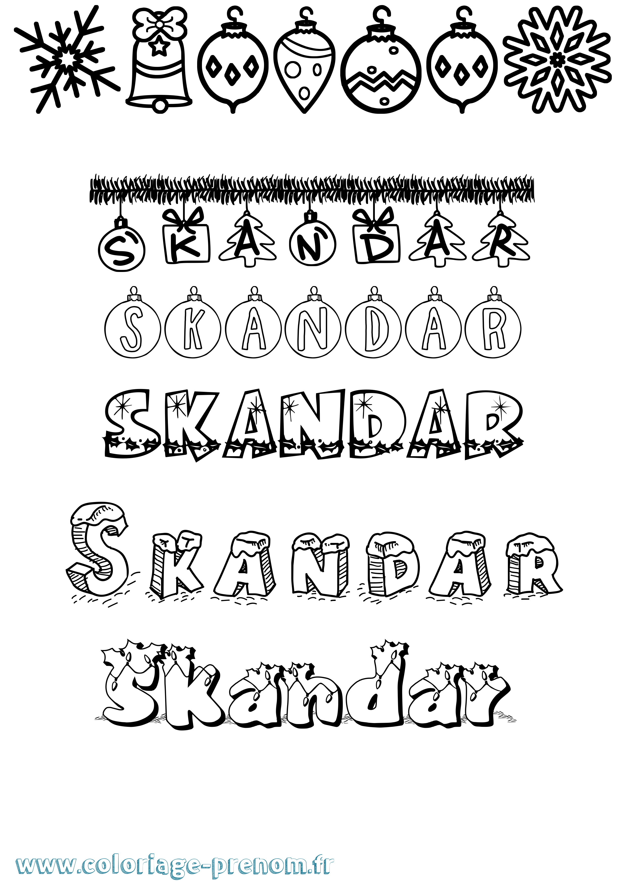 Coloriage Skandar Noël Coloriage prénom Skandar Noël