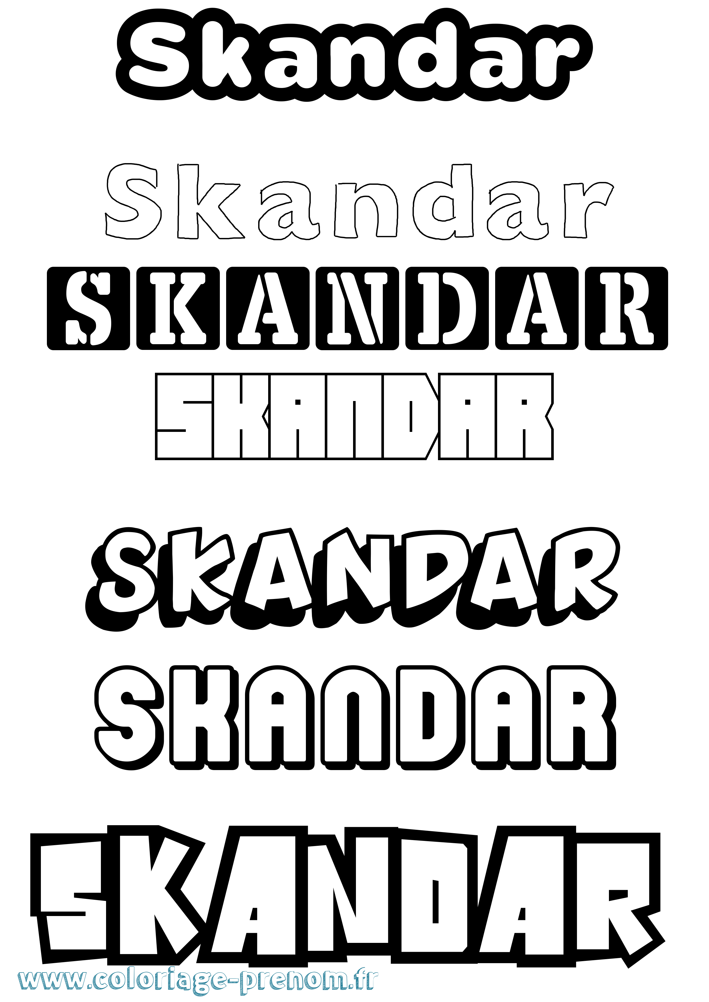 Coloriage prénom Skandar Simple