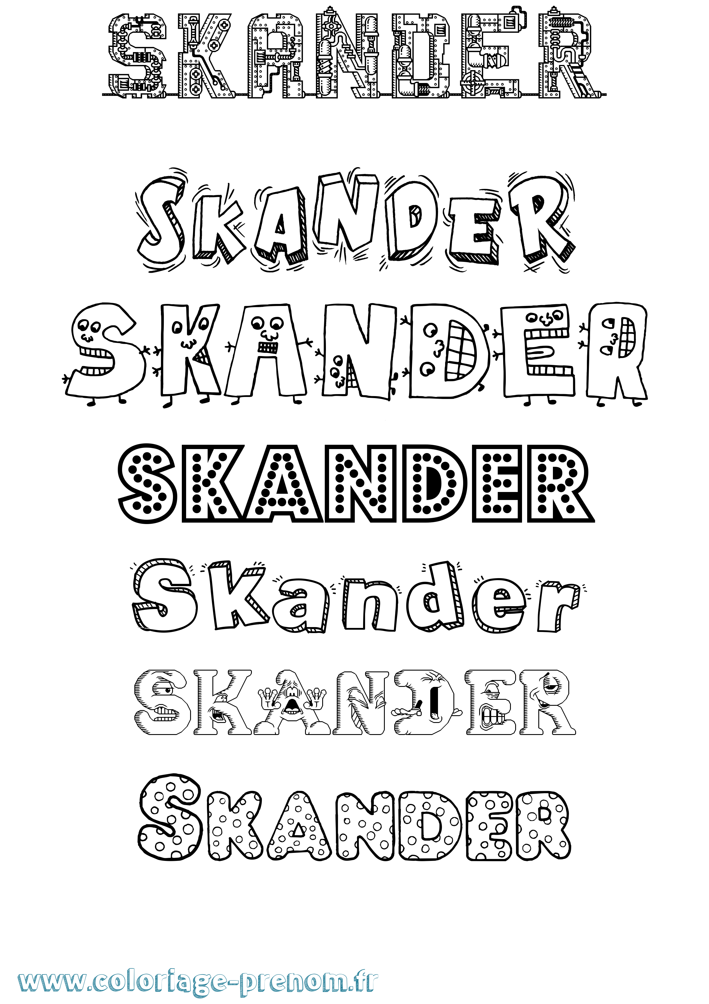 Coloriage prénom Skander