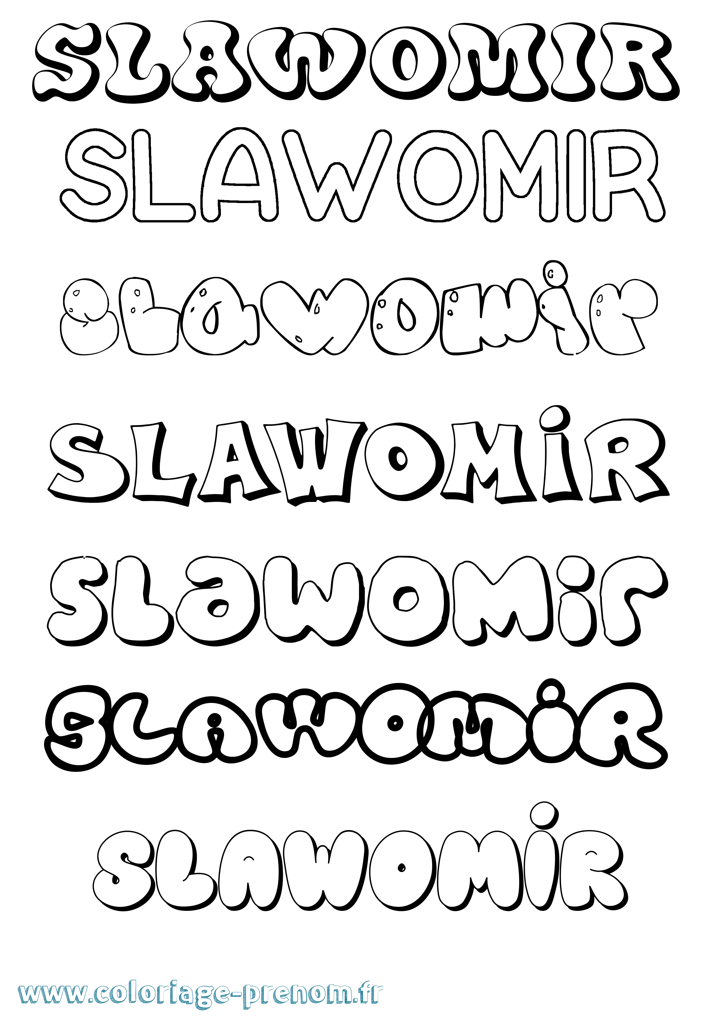 Coloriage Slawomir Bubble Coloriage prénom Slawomir Bubble