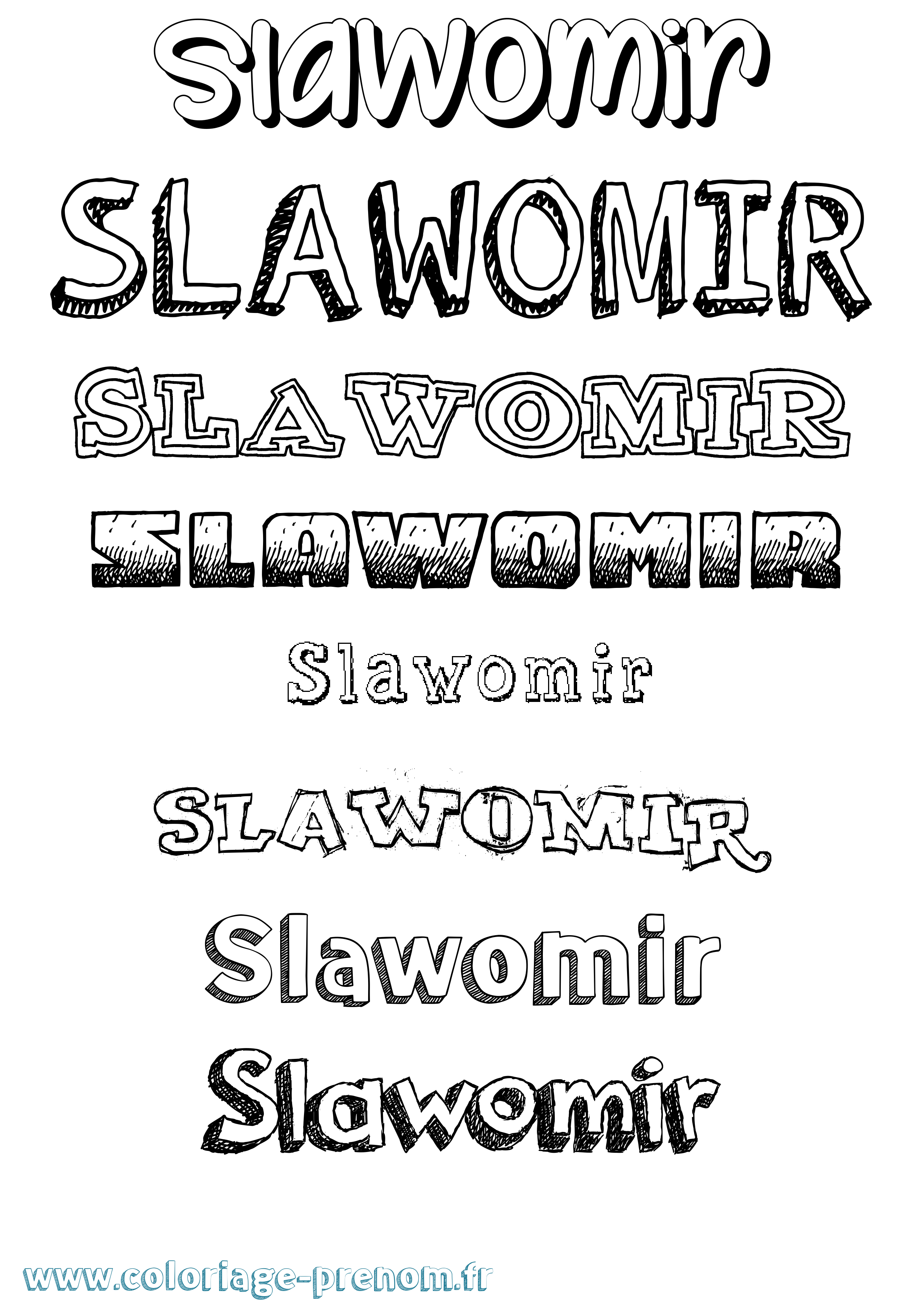 Coloriage prénom Slawomir Dessiné