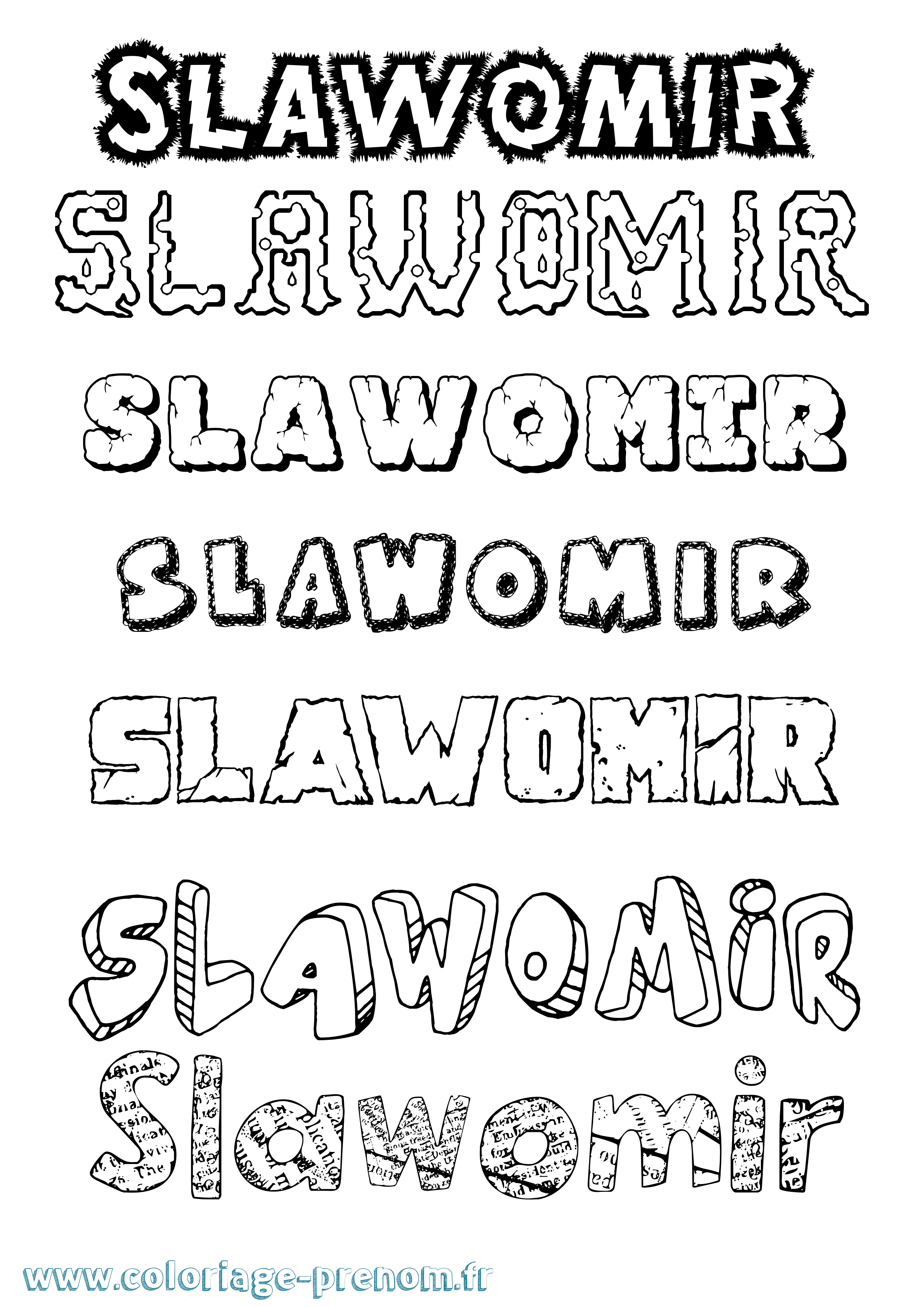 Coloriage prénom Slawomir Destructuré