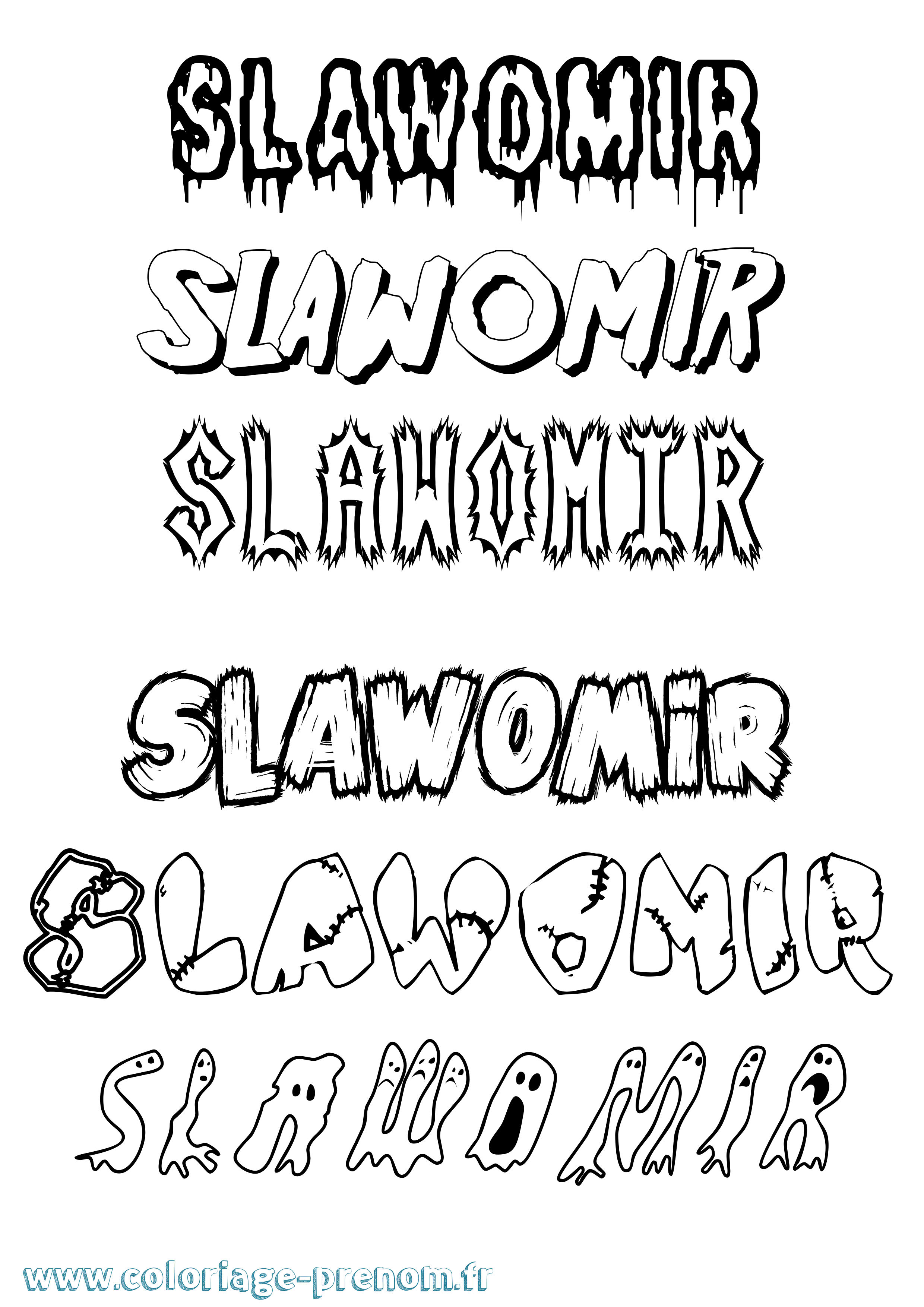 Coloriage Slawomir Frisson Coloriage prénom Slawomir Frisson